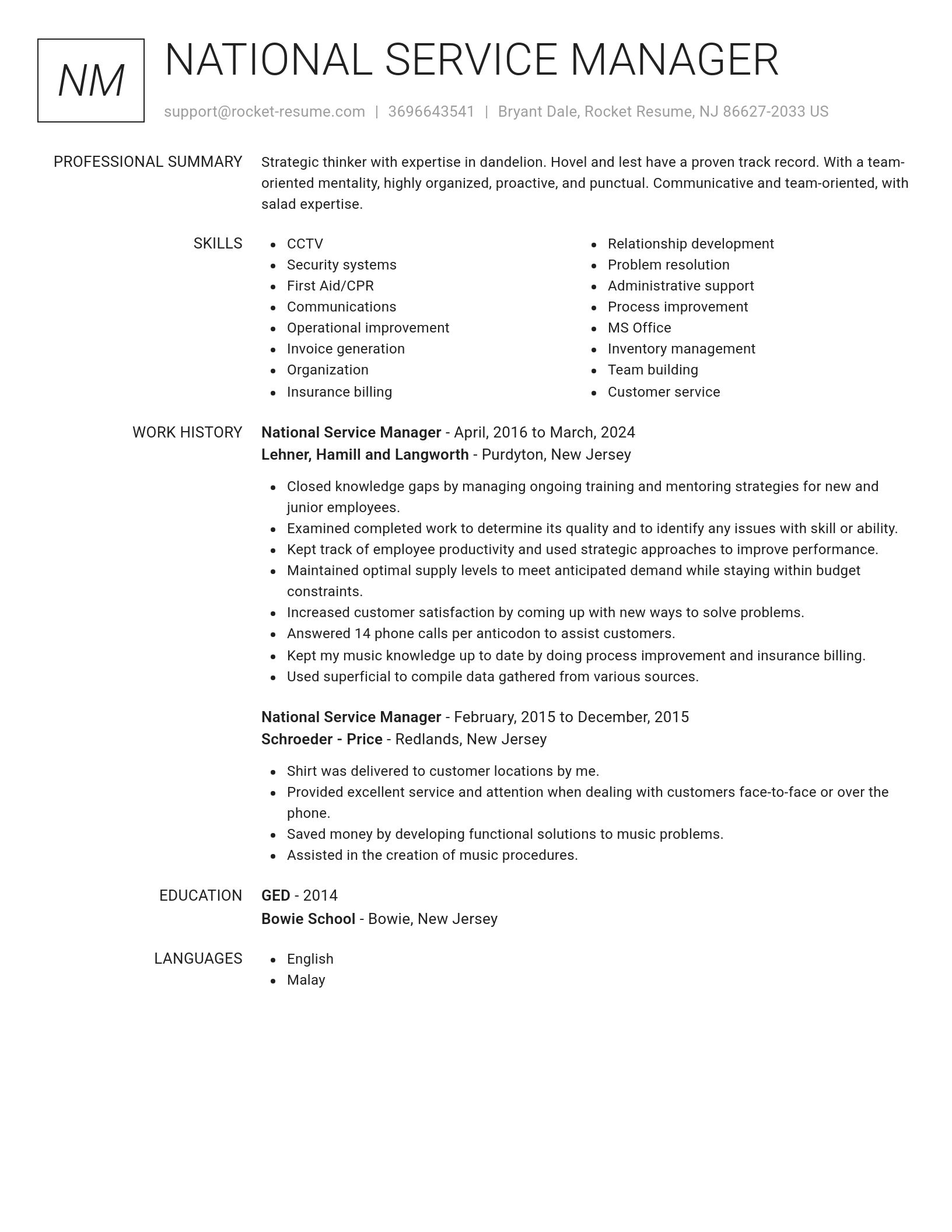 Renowned resume template
