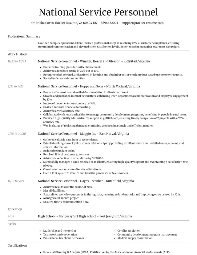 Dignified resume template