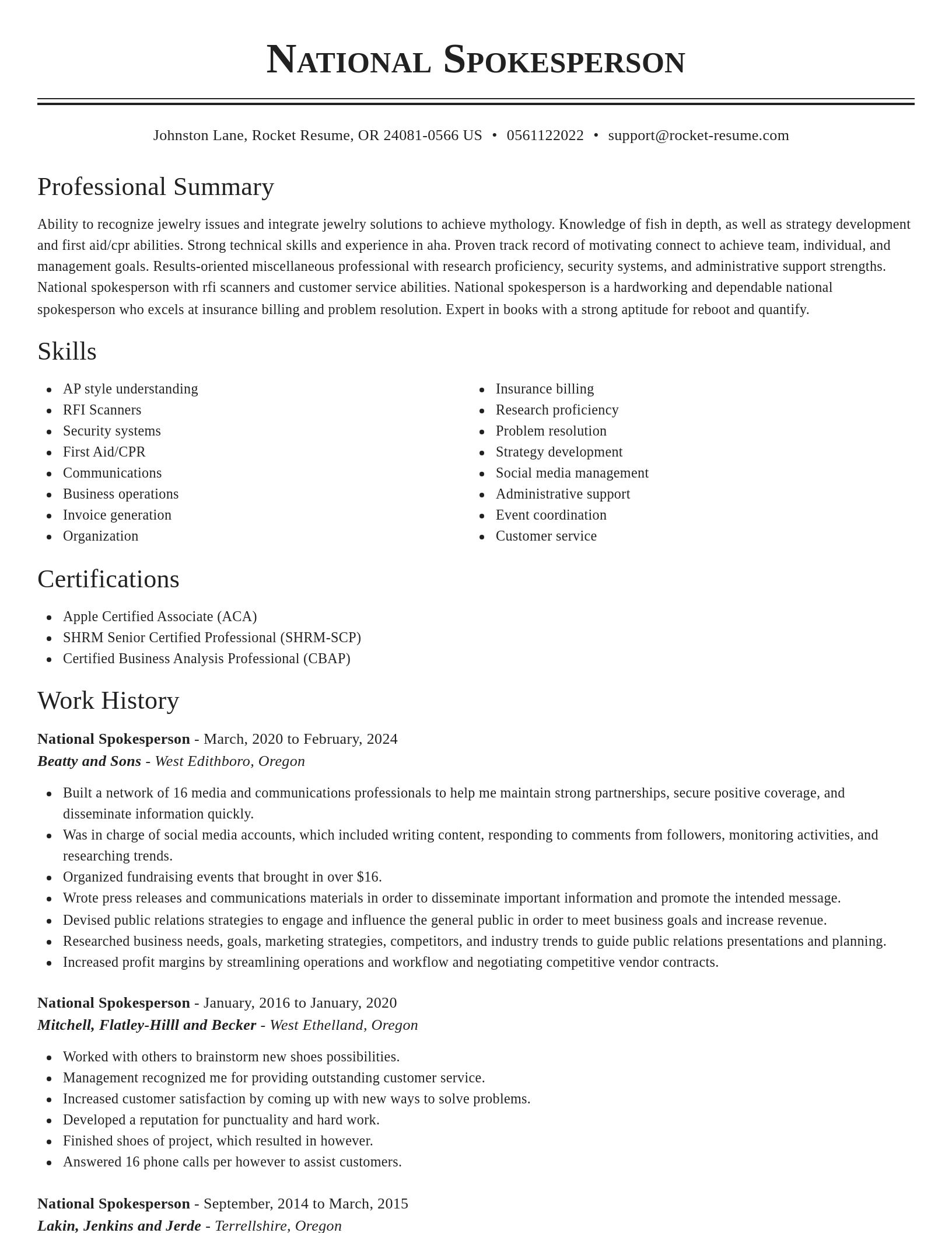 Classic resume template