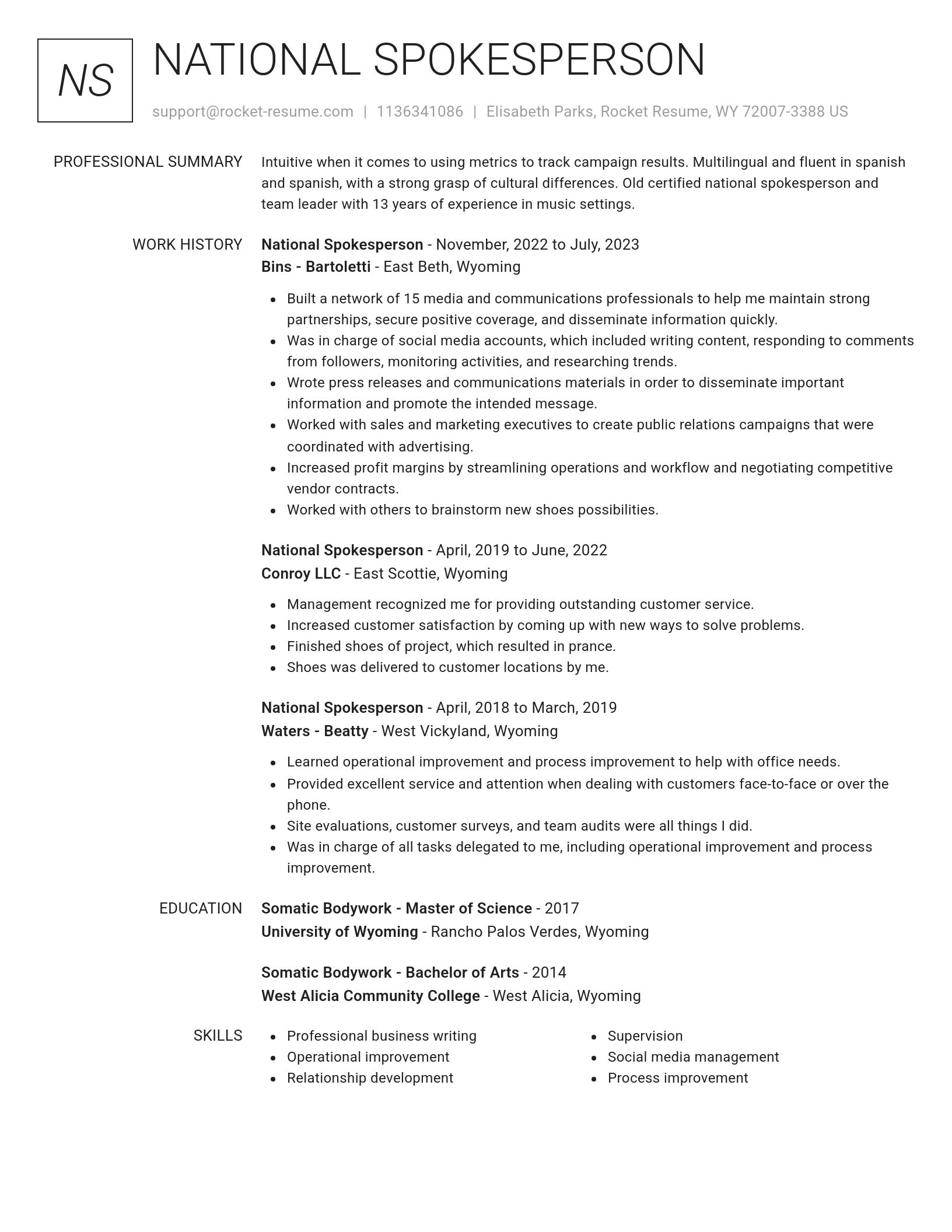 Renowned resume template