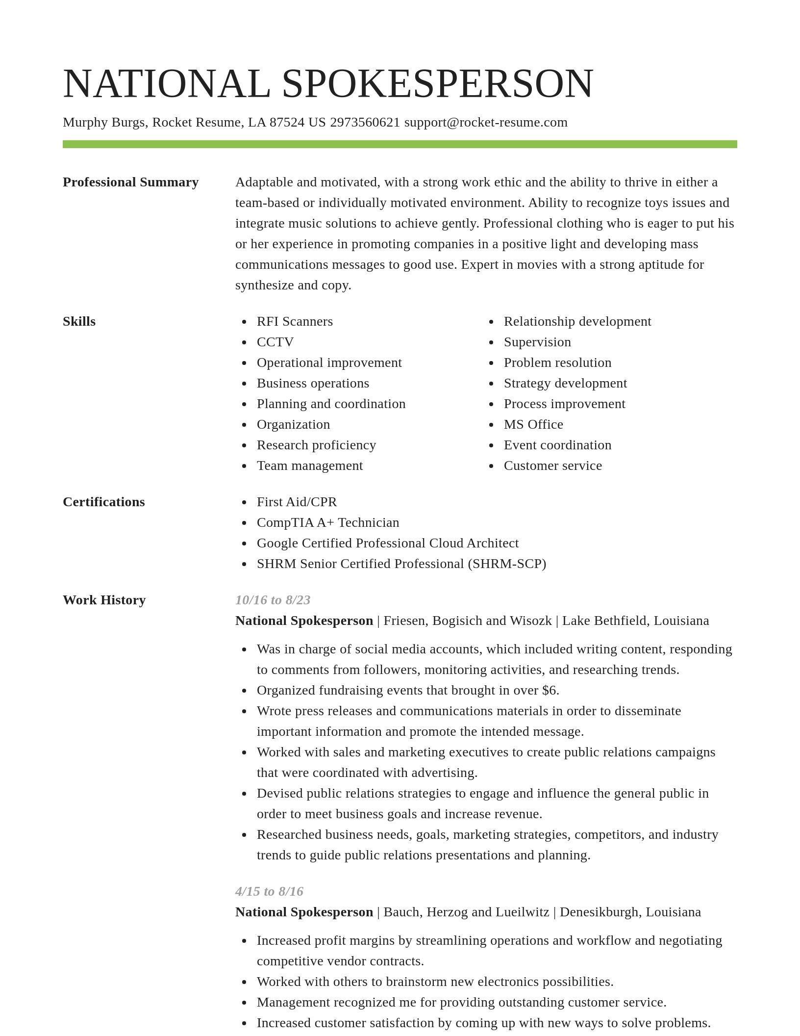 Smart resume template