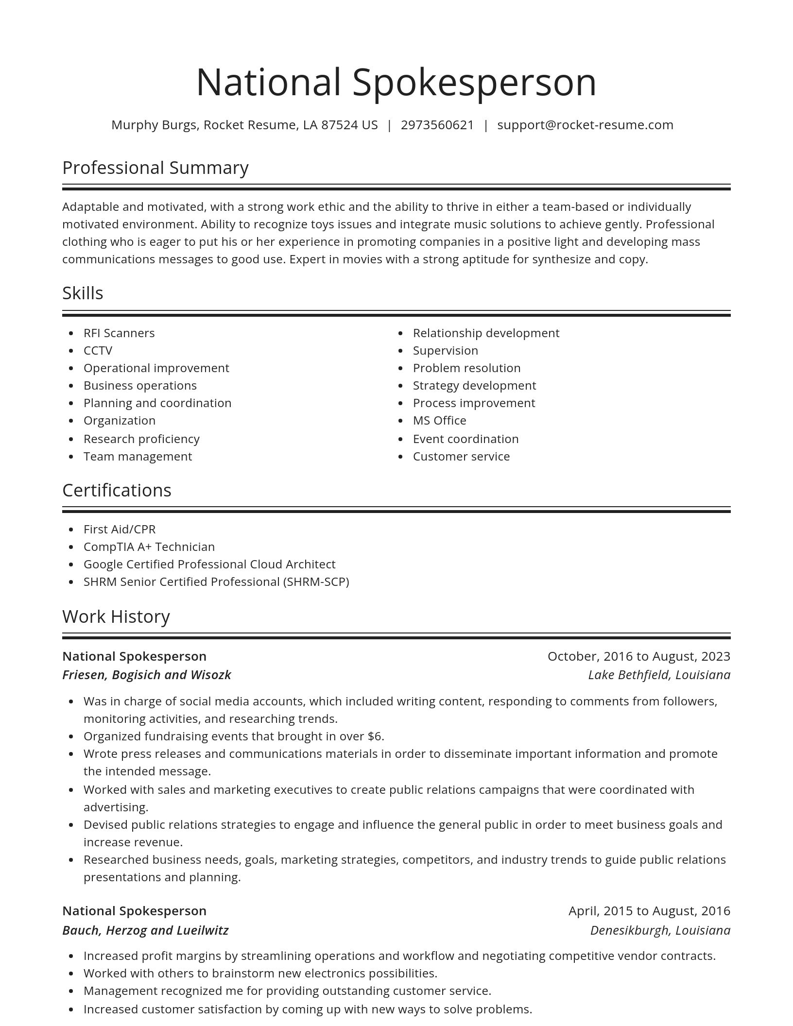 Spotlight resume template