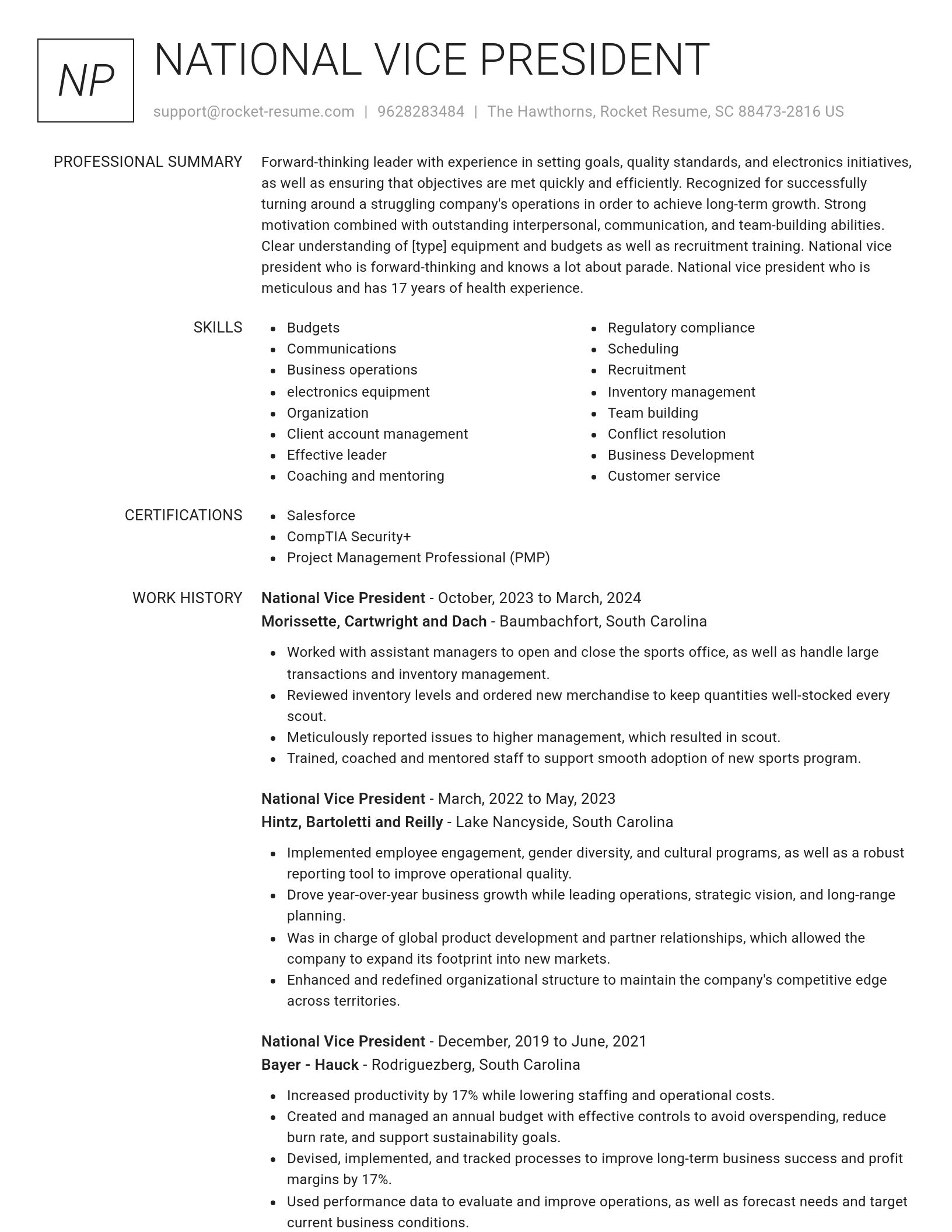 Renowned resume template