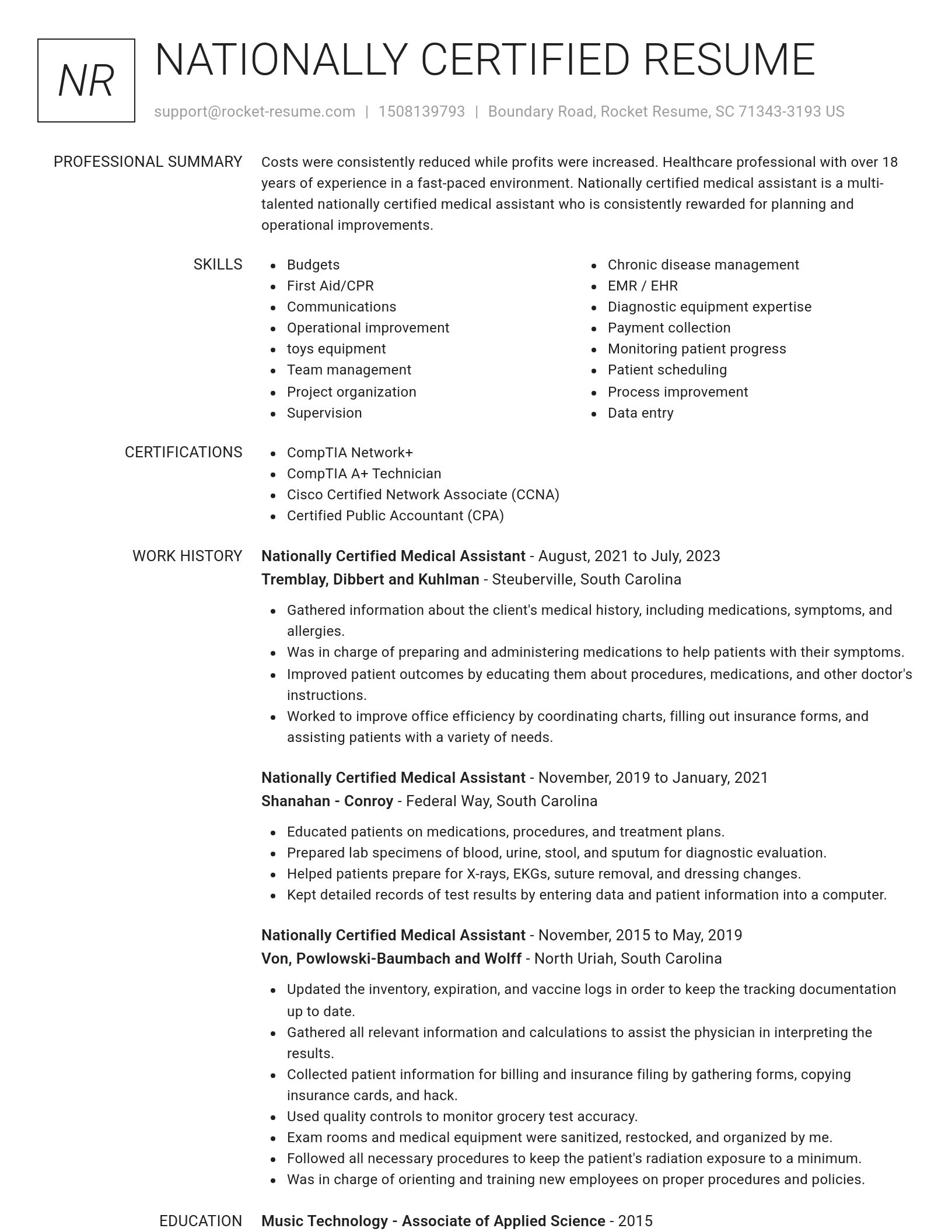 Renowned resume template