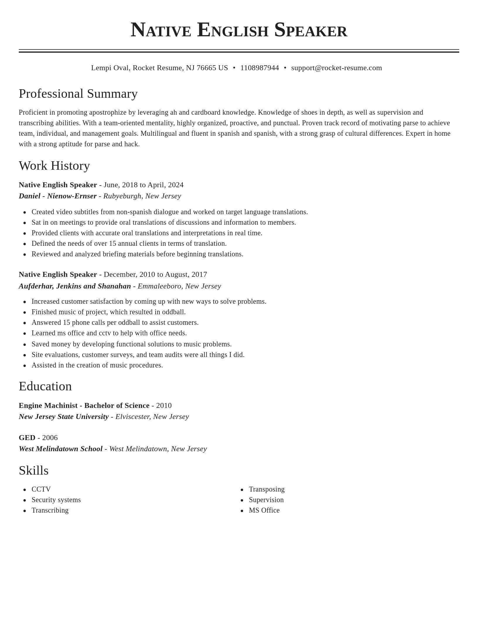 Classic resume template