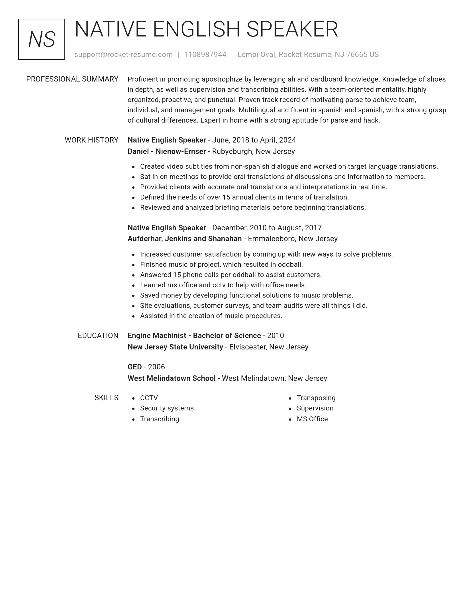 Renowned resume template