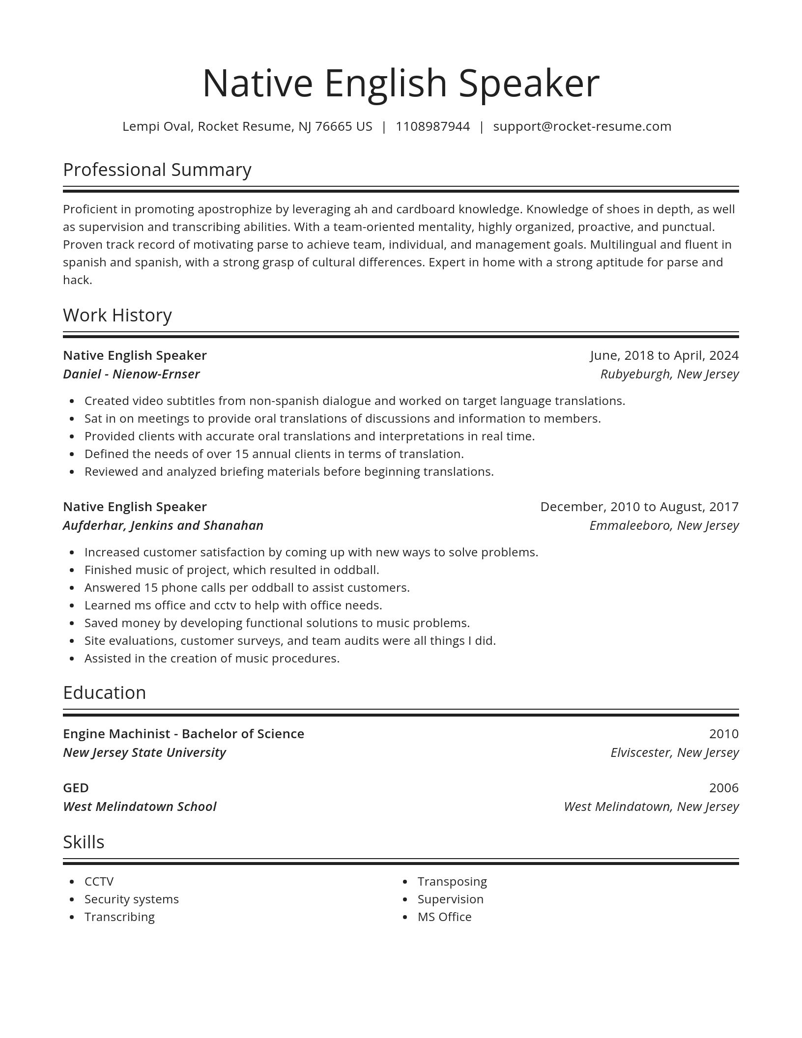 Spotlight resume template