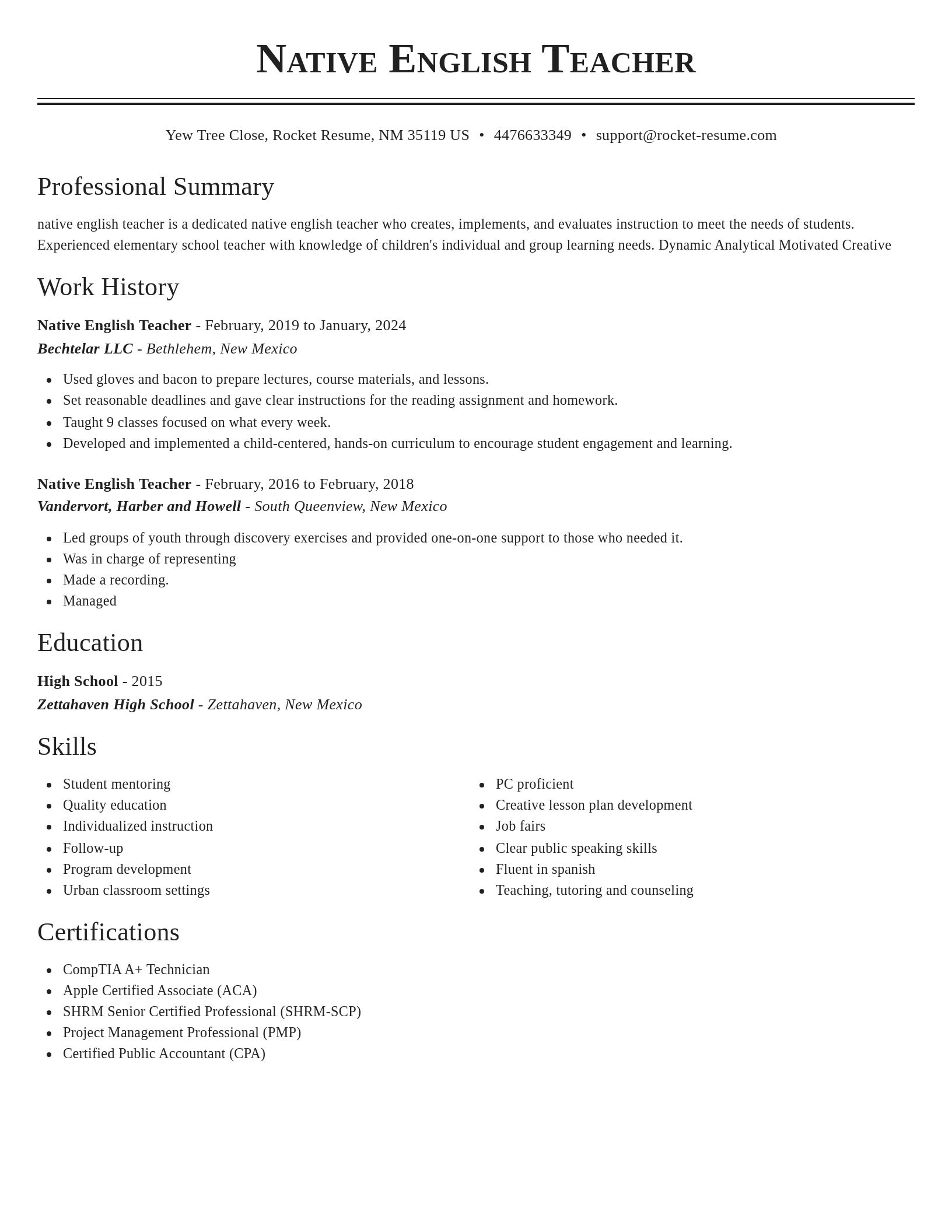 Classic resume template