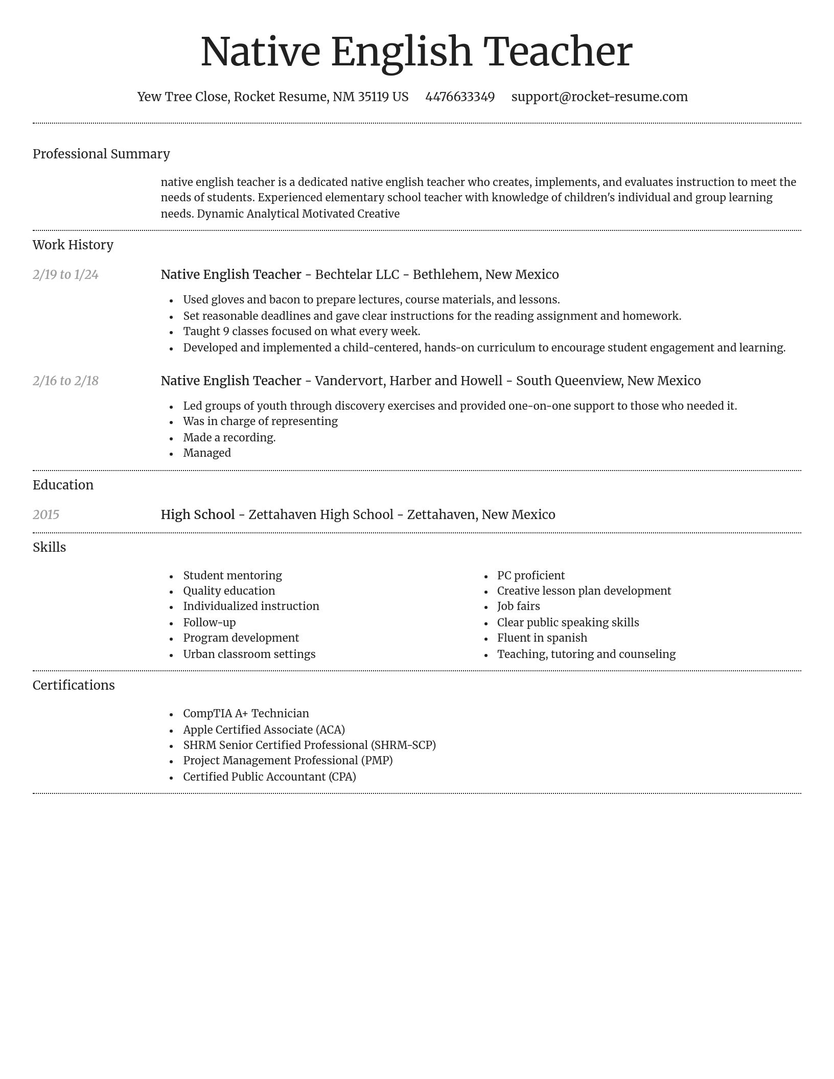 Dignified resume template