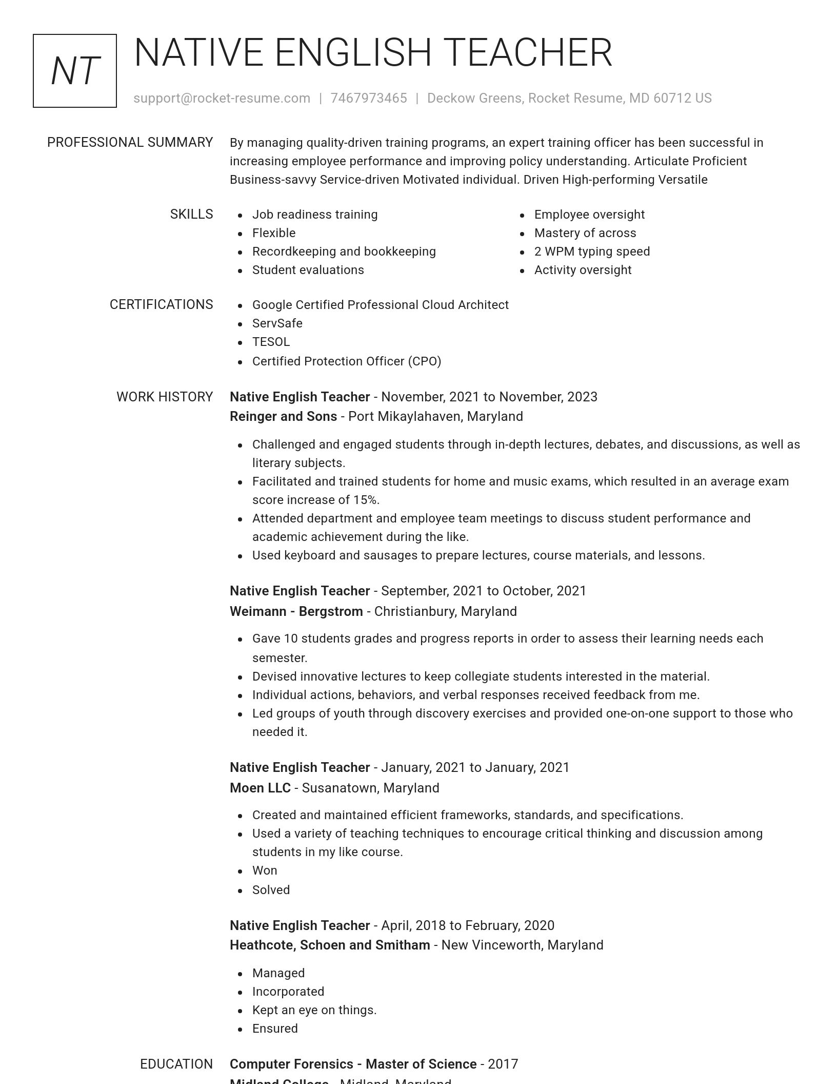Renowned resume template