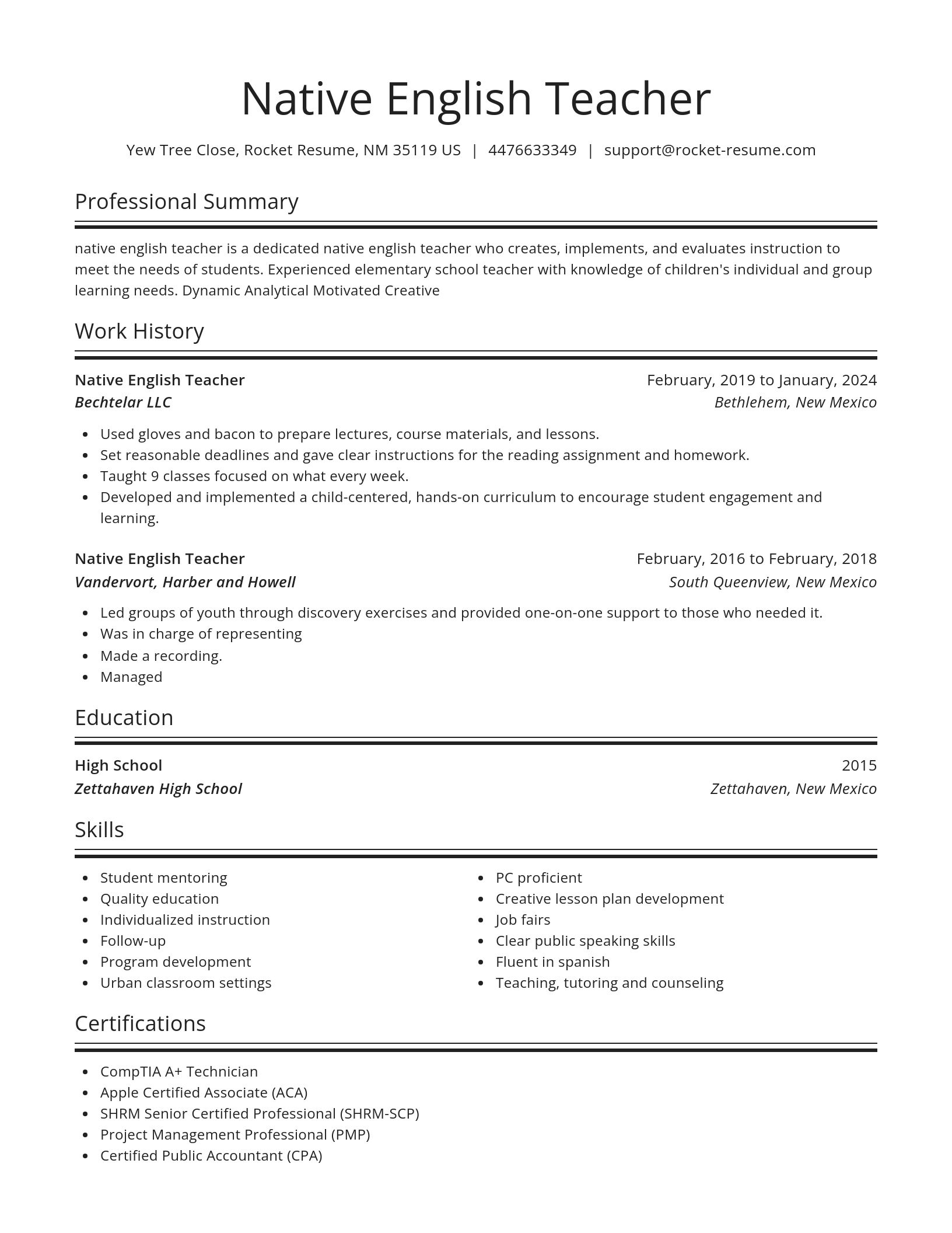 Spotlight resume template