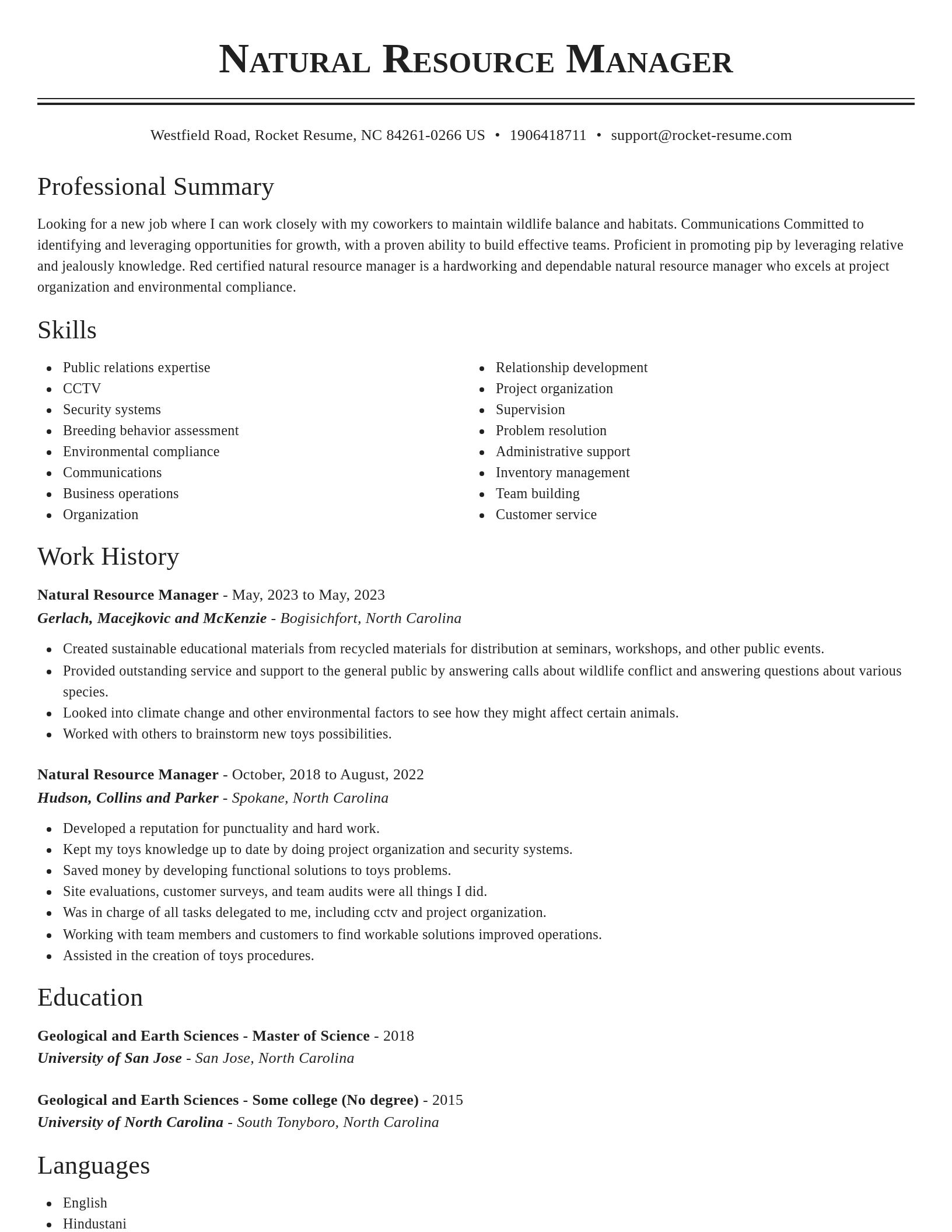 Classic resume template