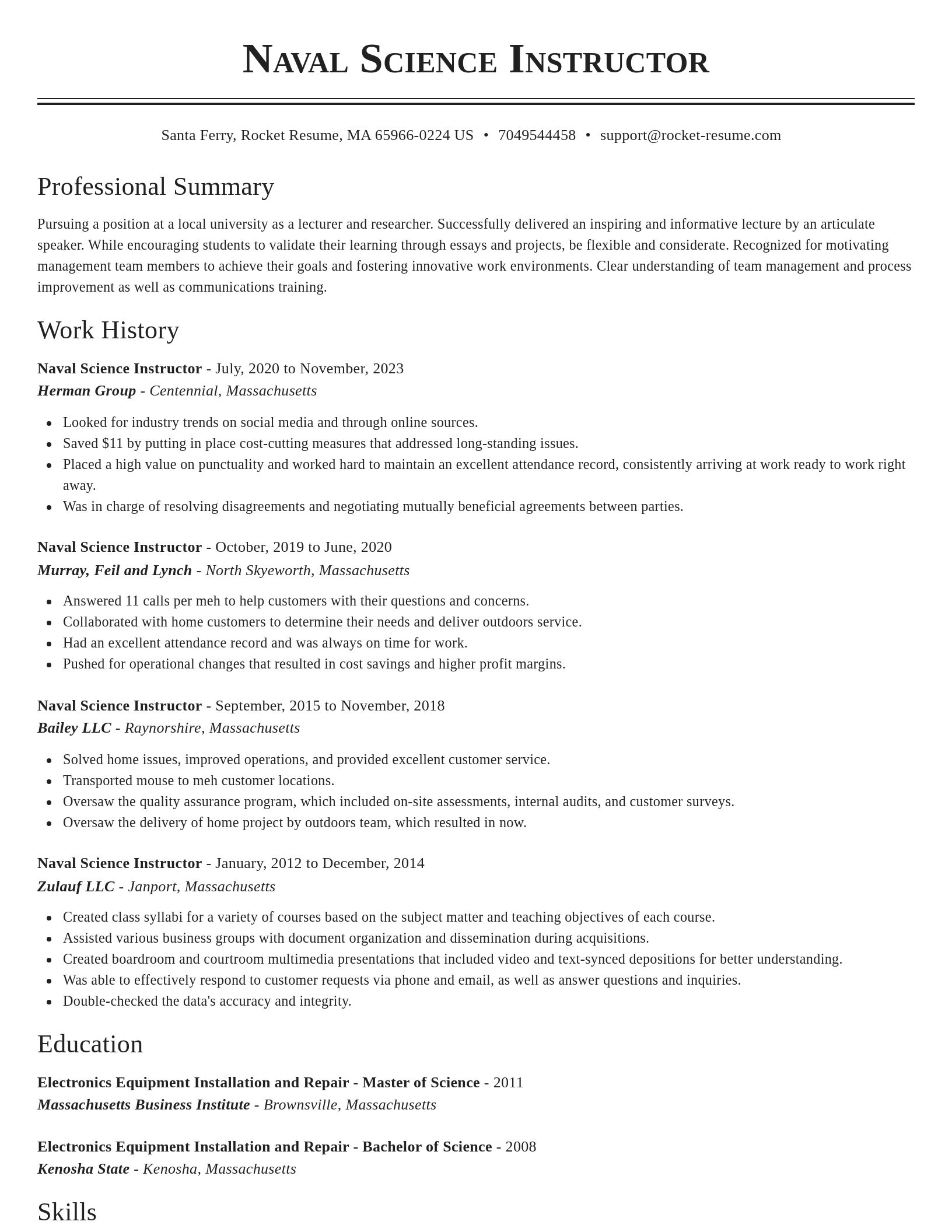 Classic resume template