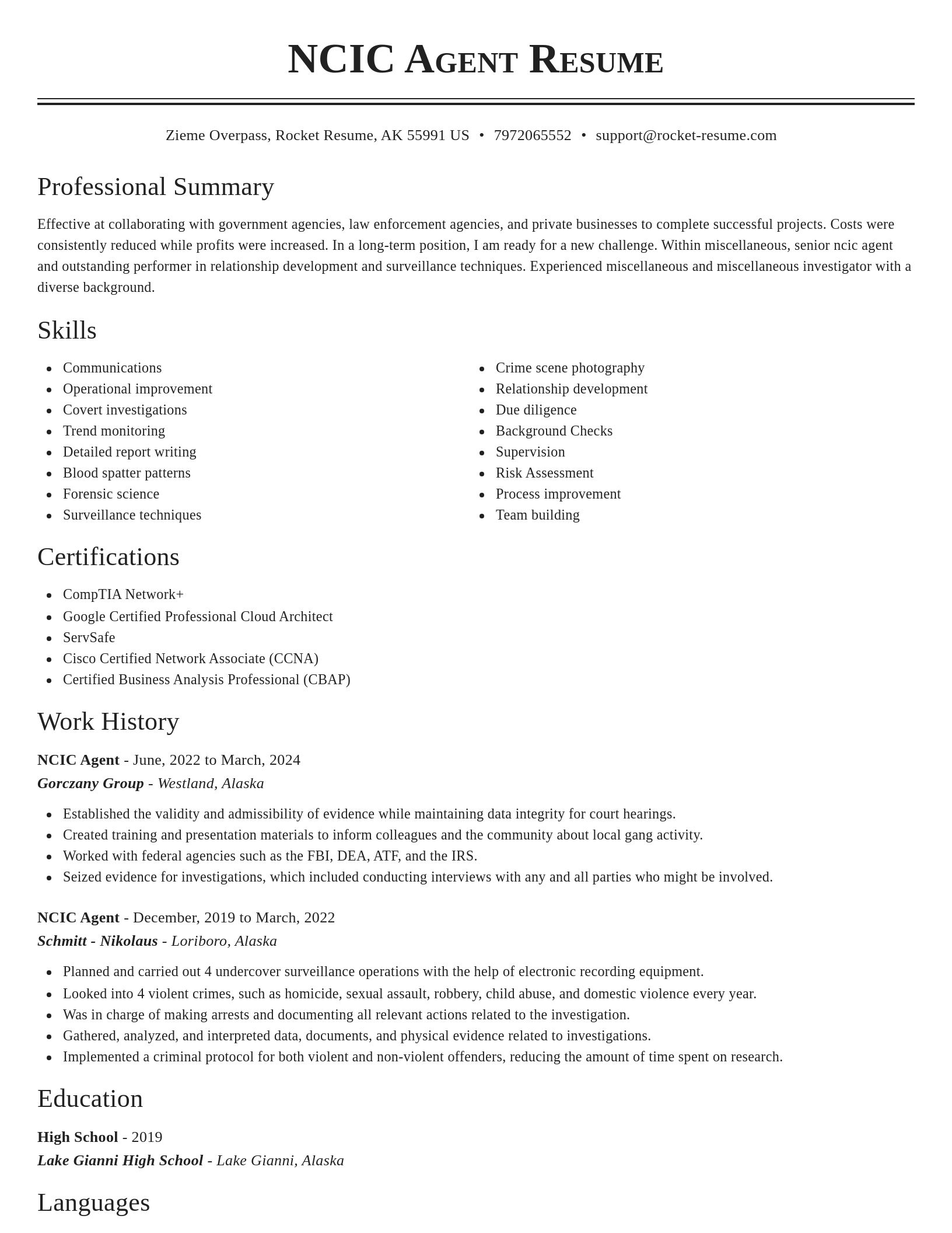 Classic resume template