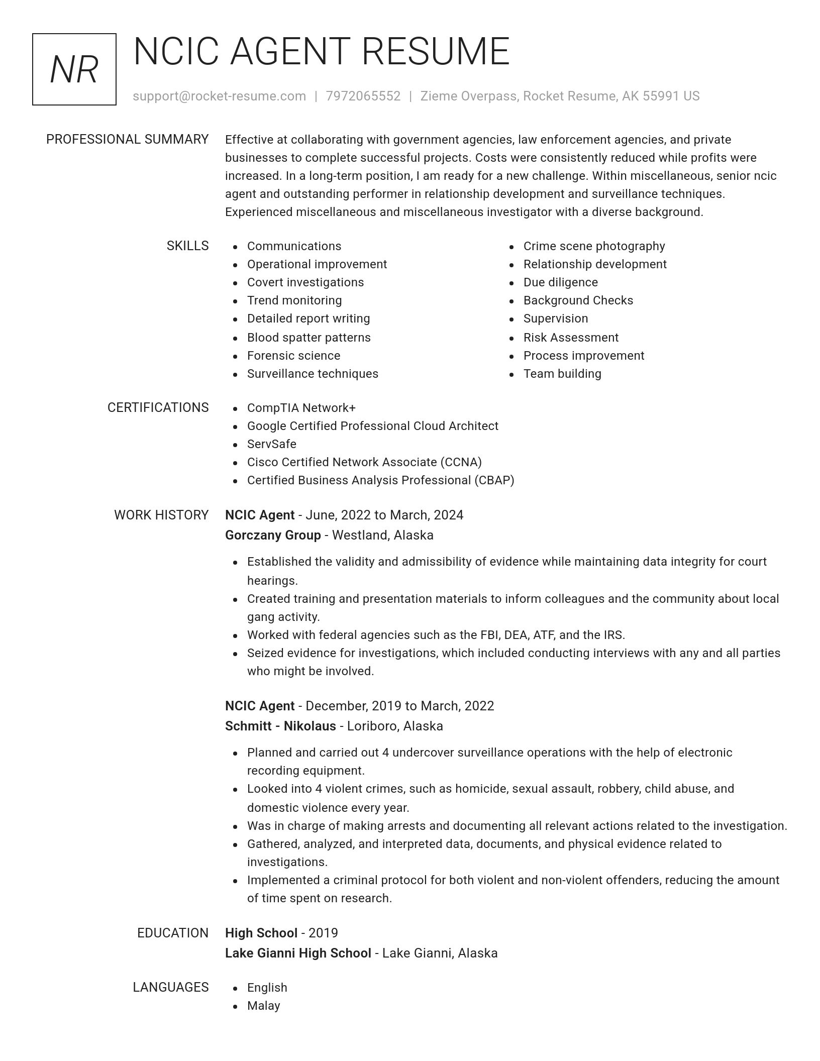 Renowned resume template
