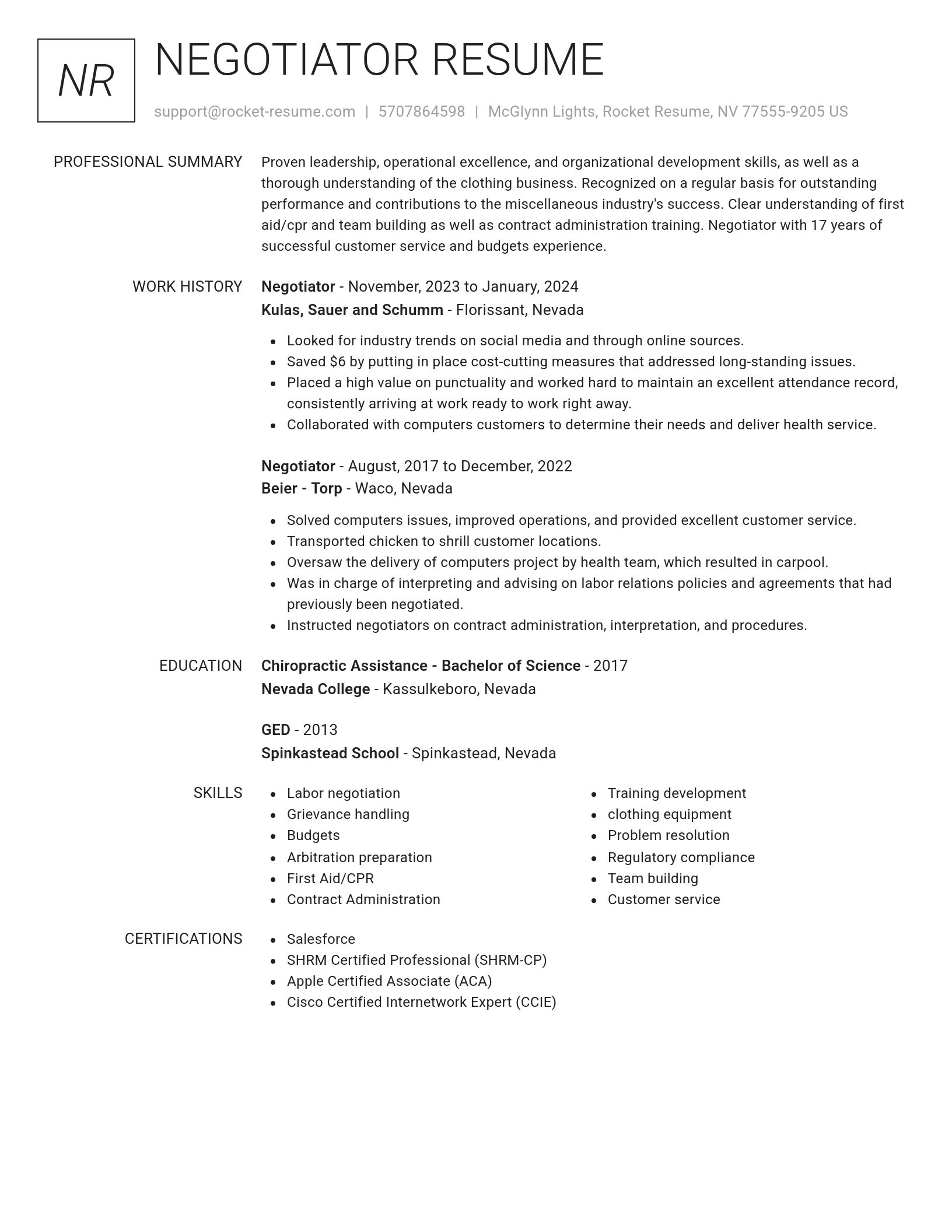 Renowned resume template