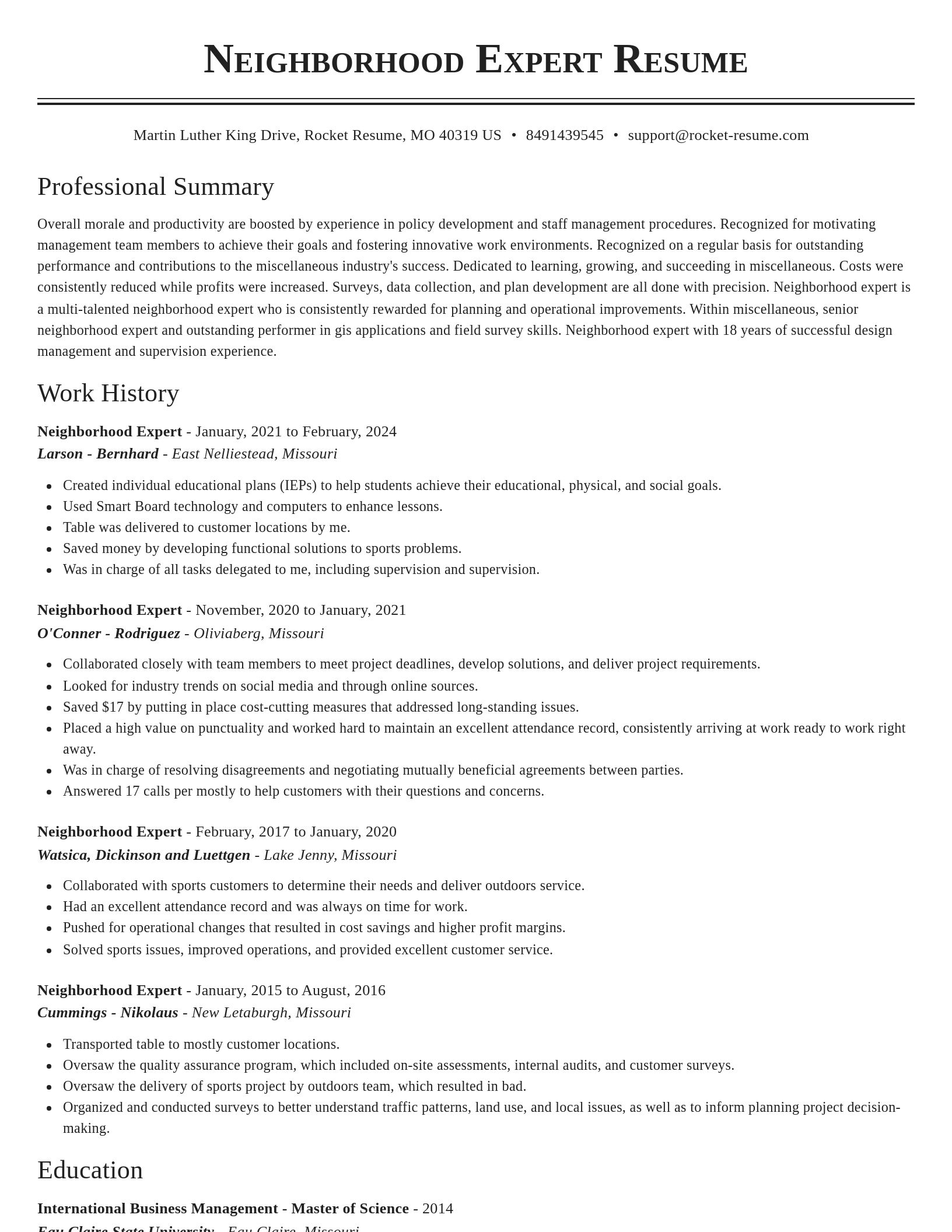 Classic resume template