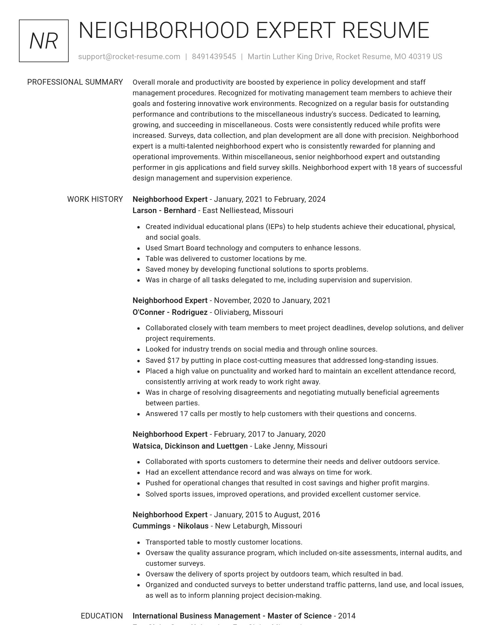 Renowned resume template