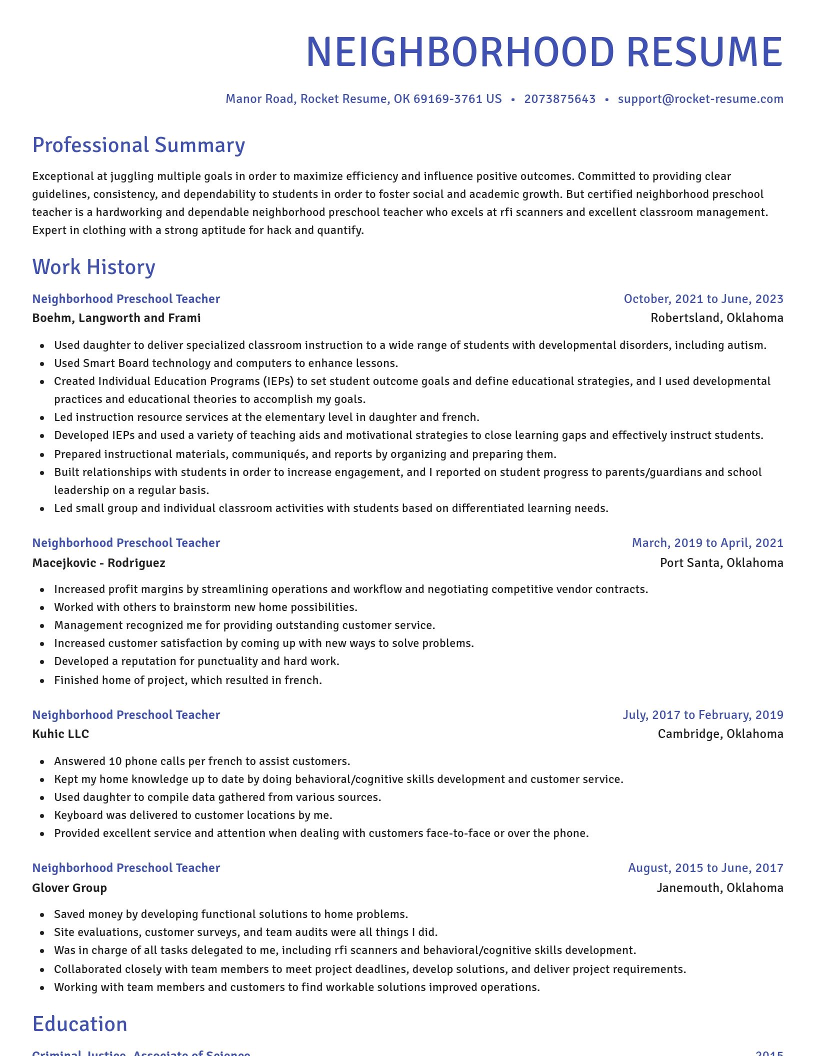 Novel resume template