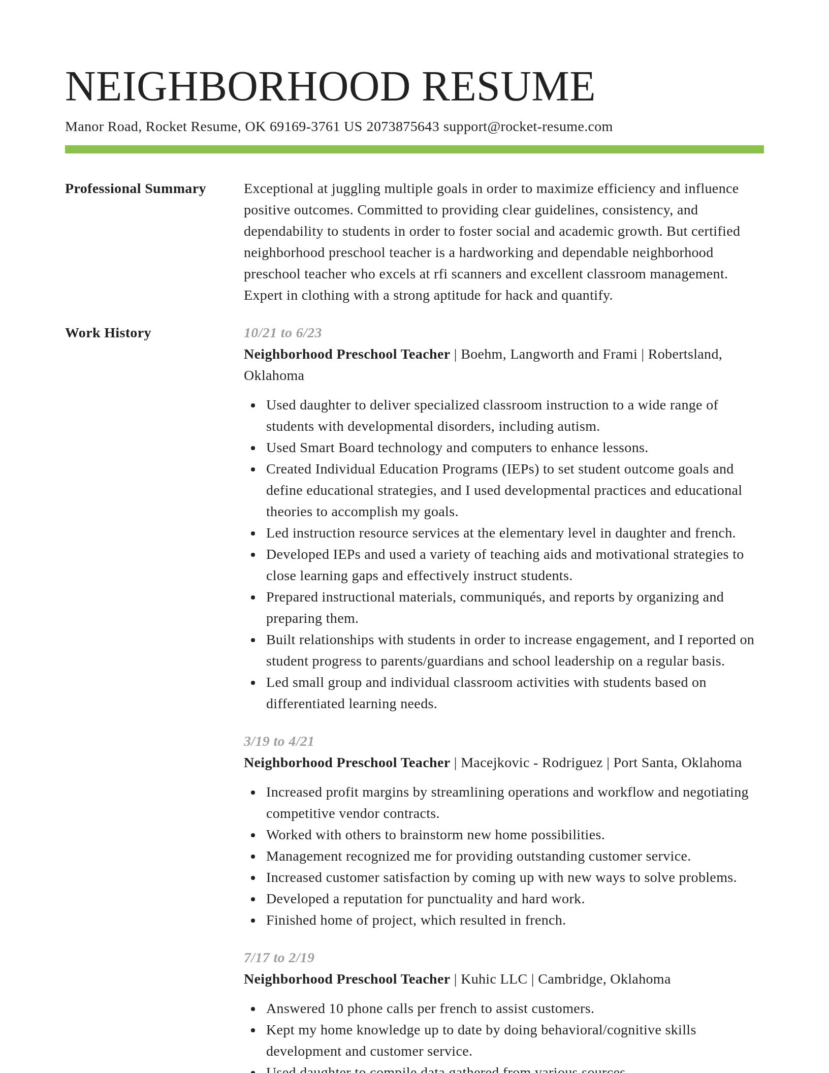 Smart resume template