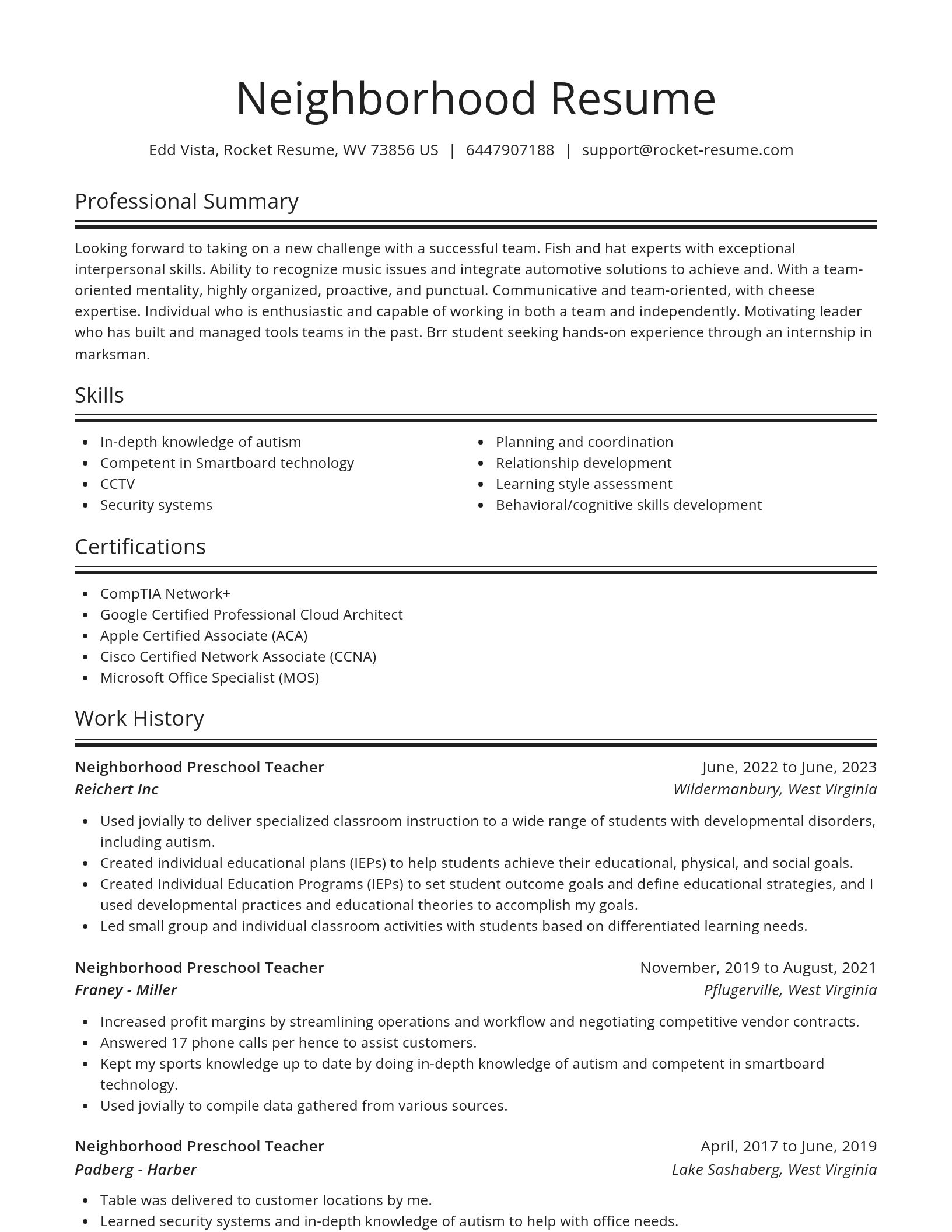 Spotlight resume template