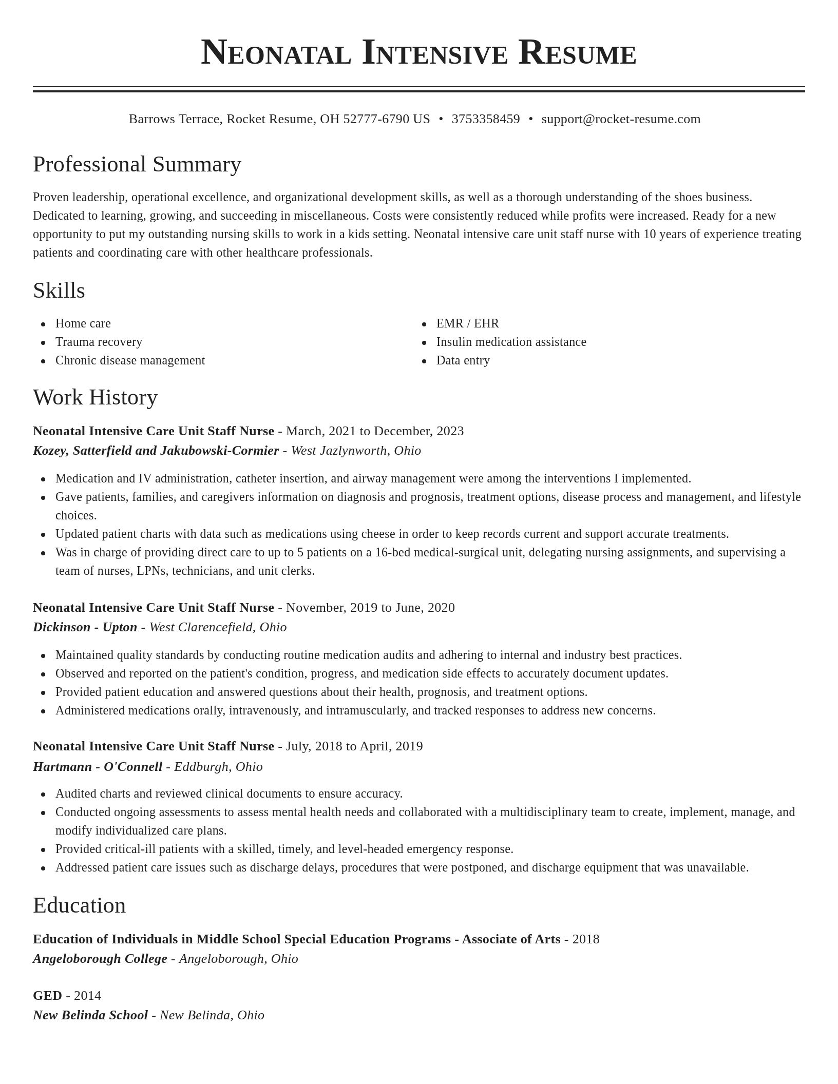Classic resume template