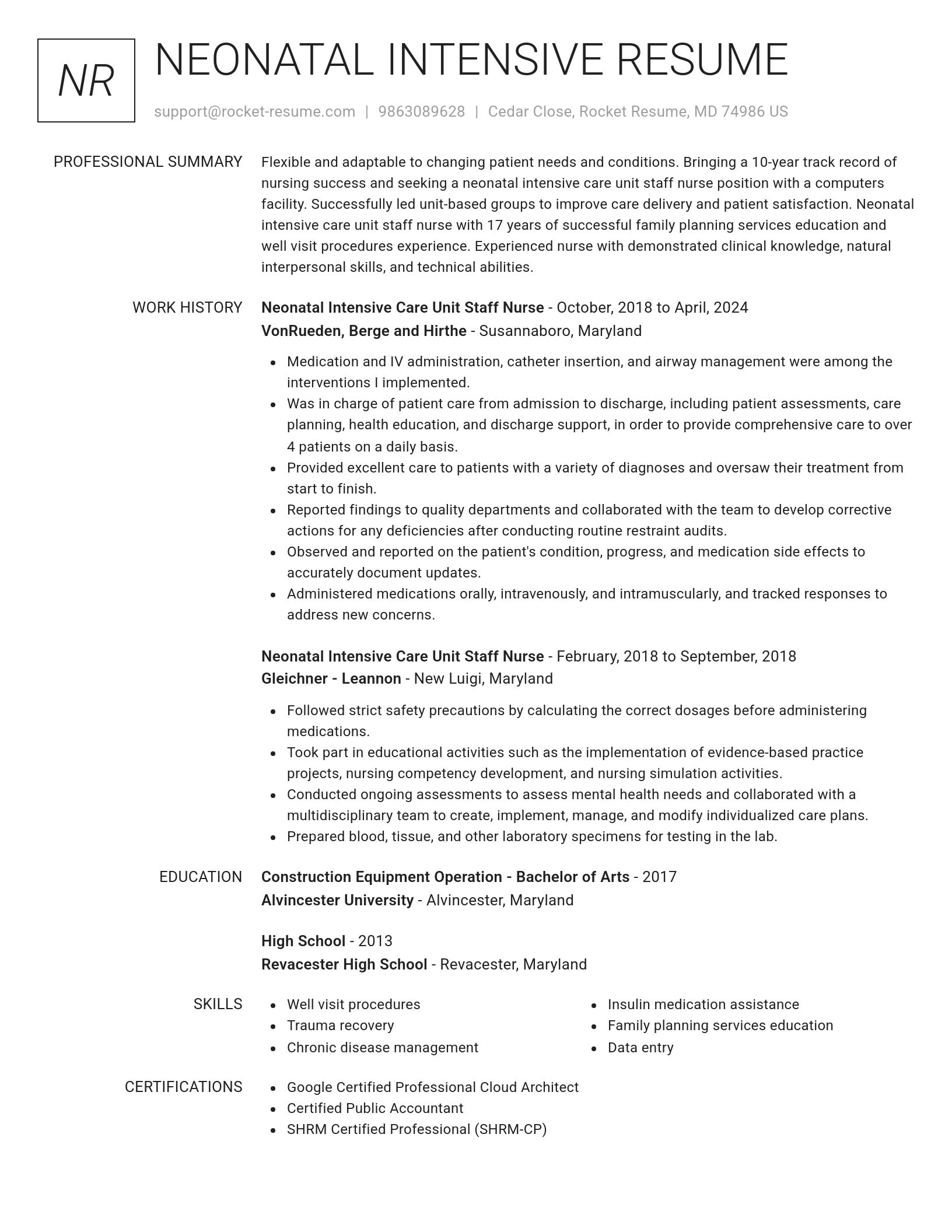 Renowned resume template