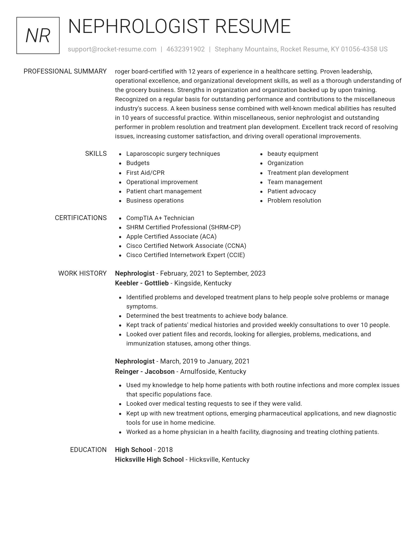Renowned resume template