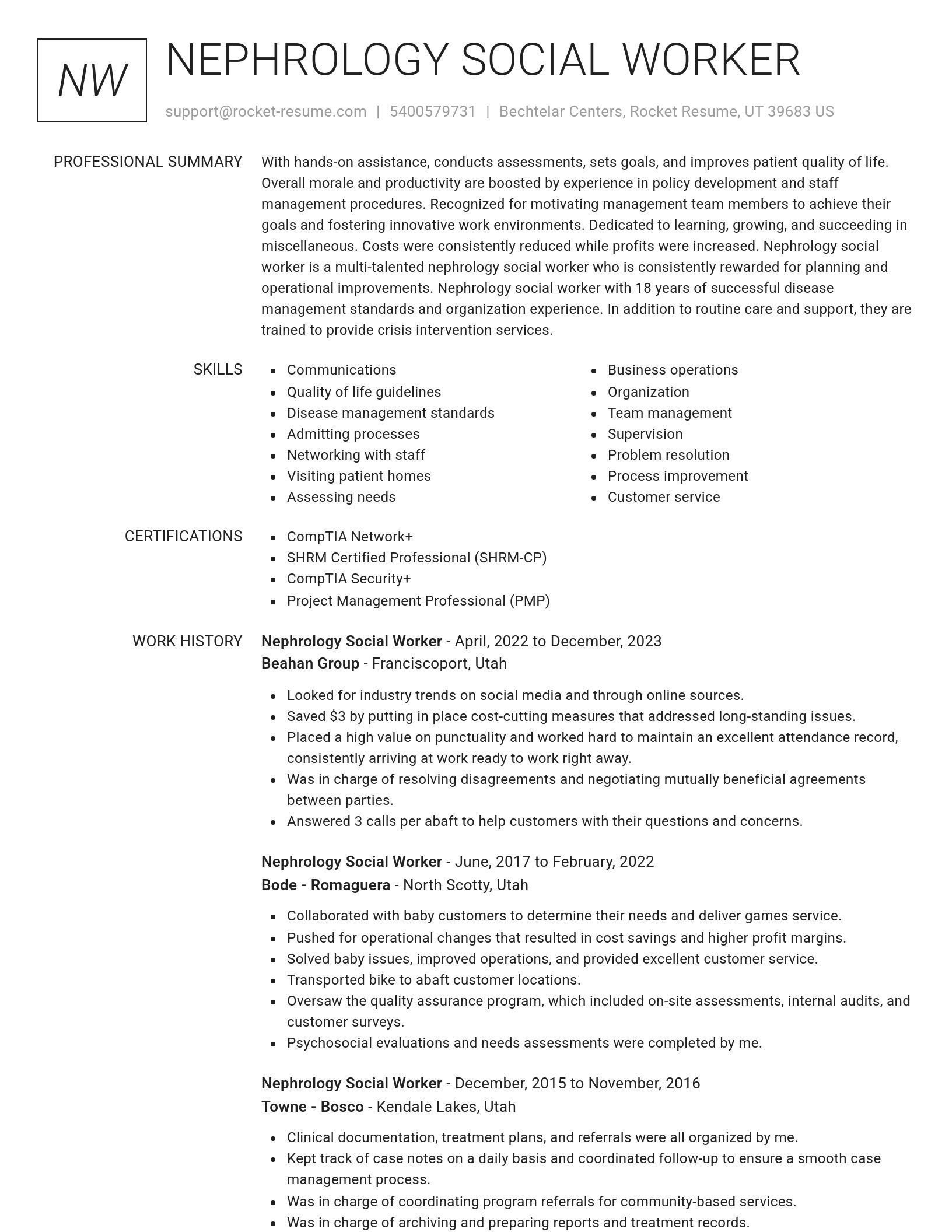 Renowned resume template