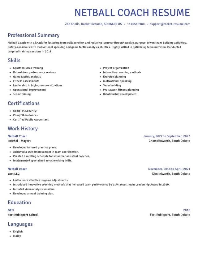 Novel resume template