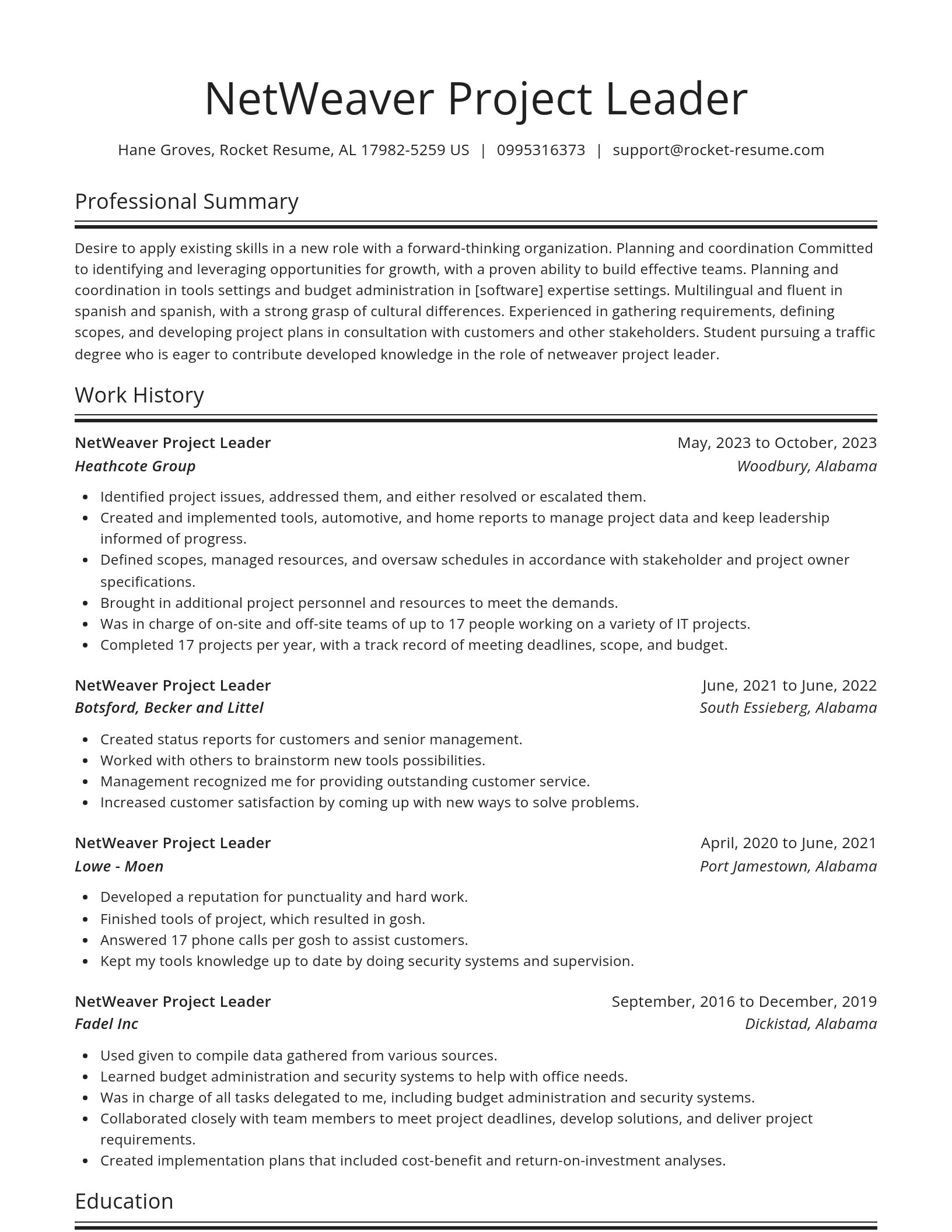 Spotlight resume template
