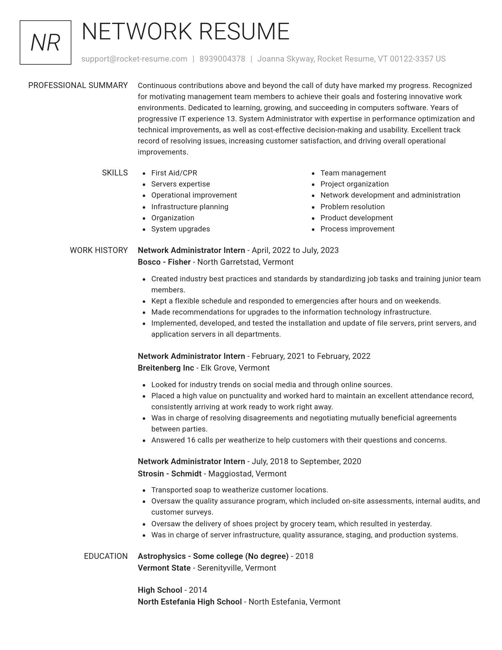 Renowned resume template