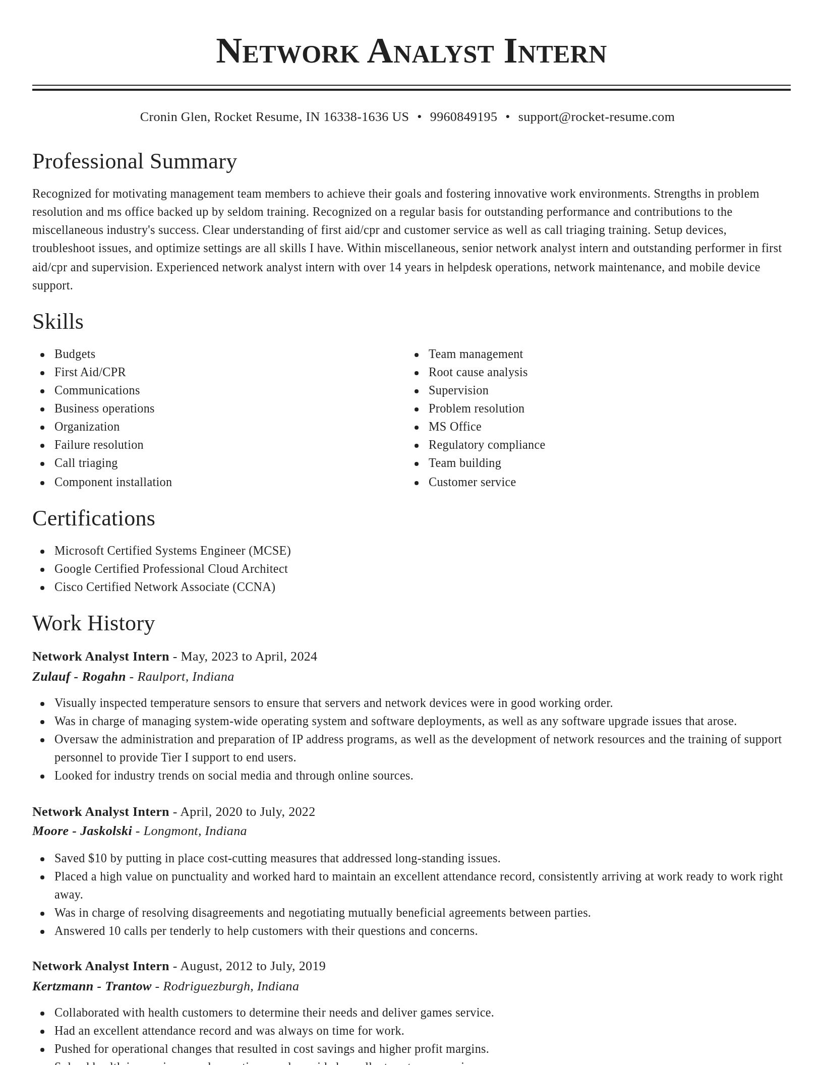 Classic resume template