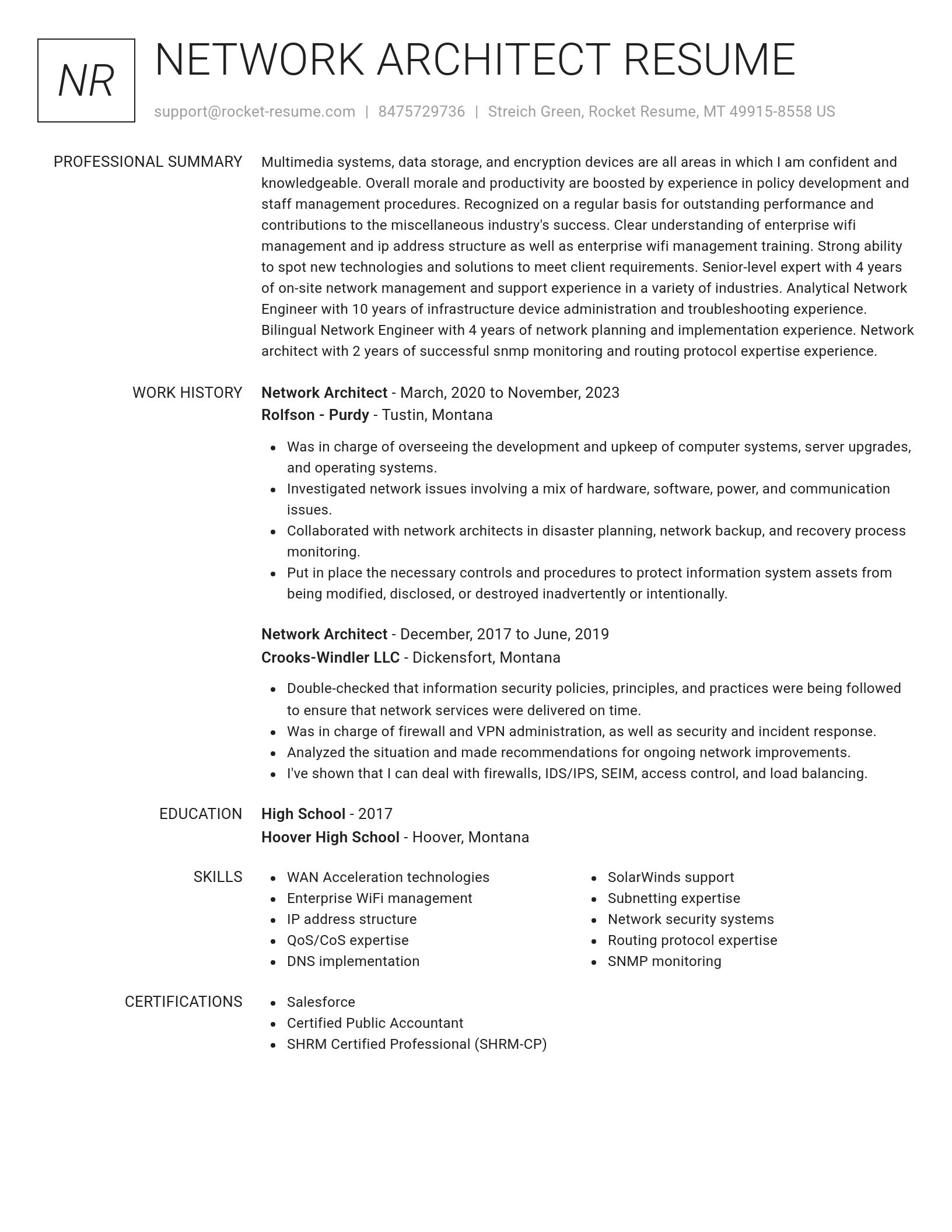 Renowned resume template