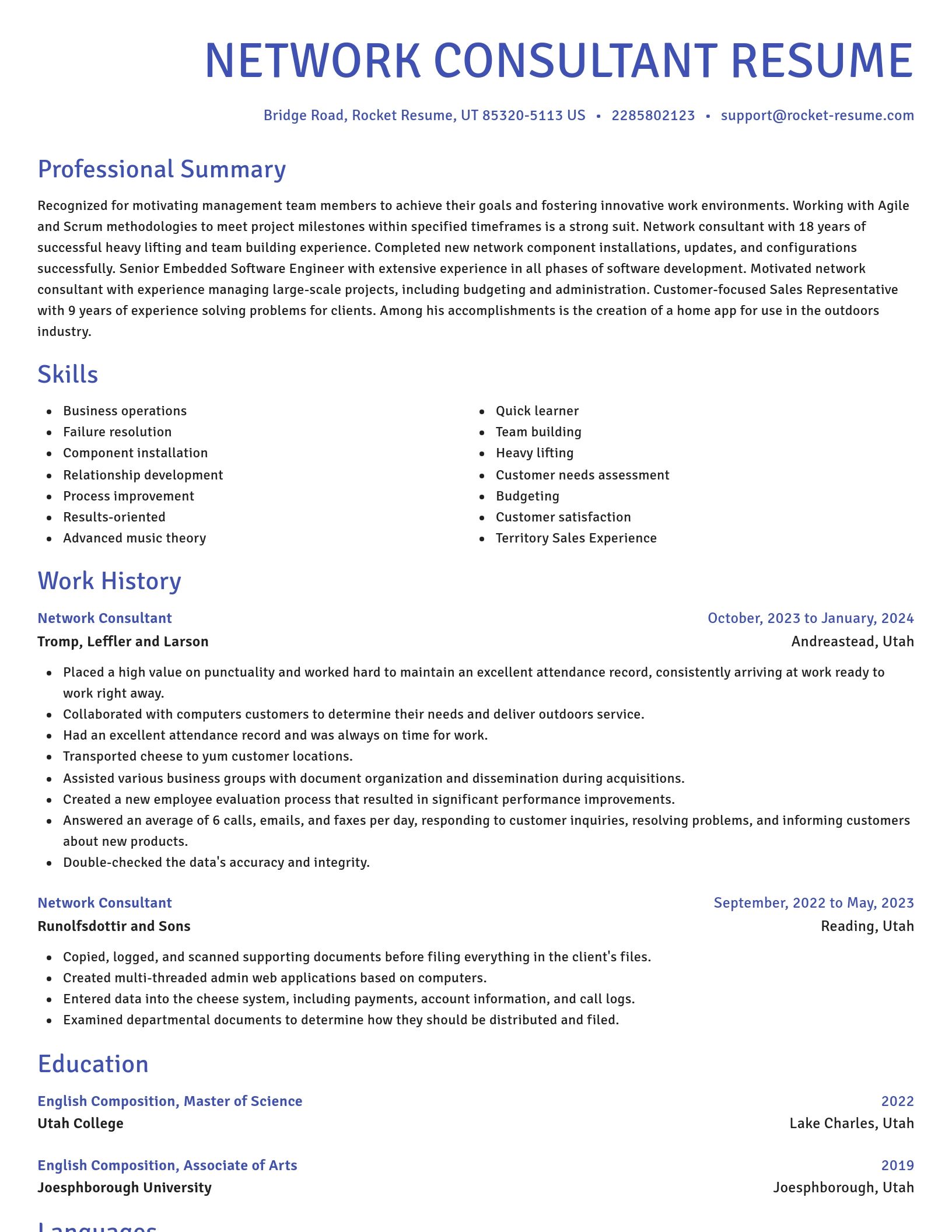 Novel resume template