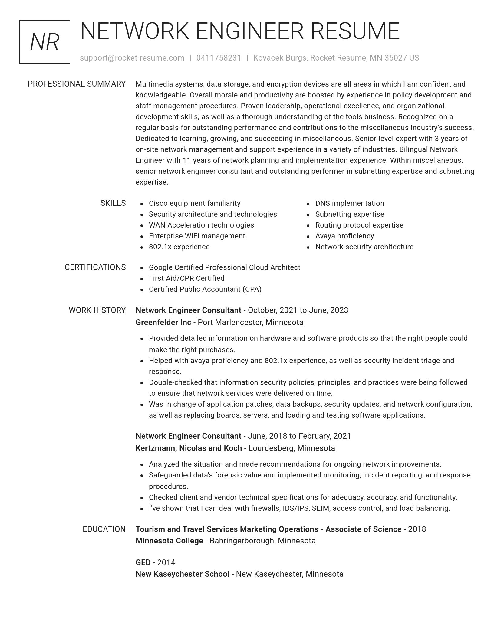 Renowned resume template