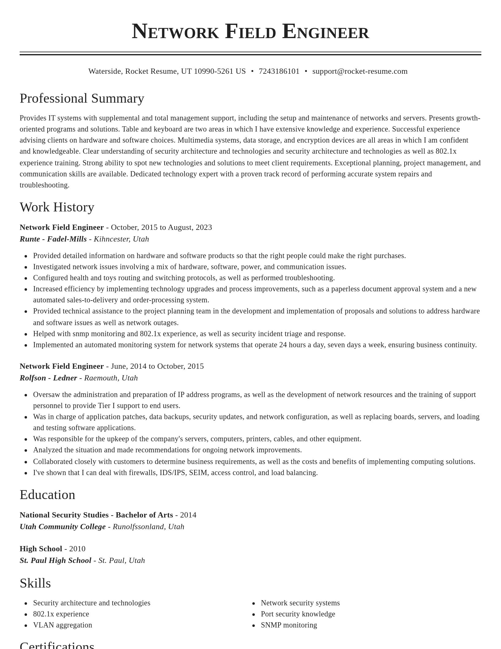 Classic resume template