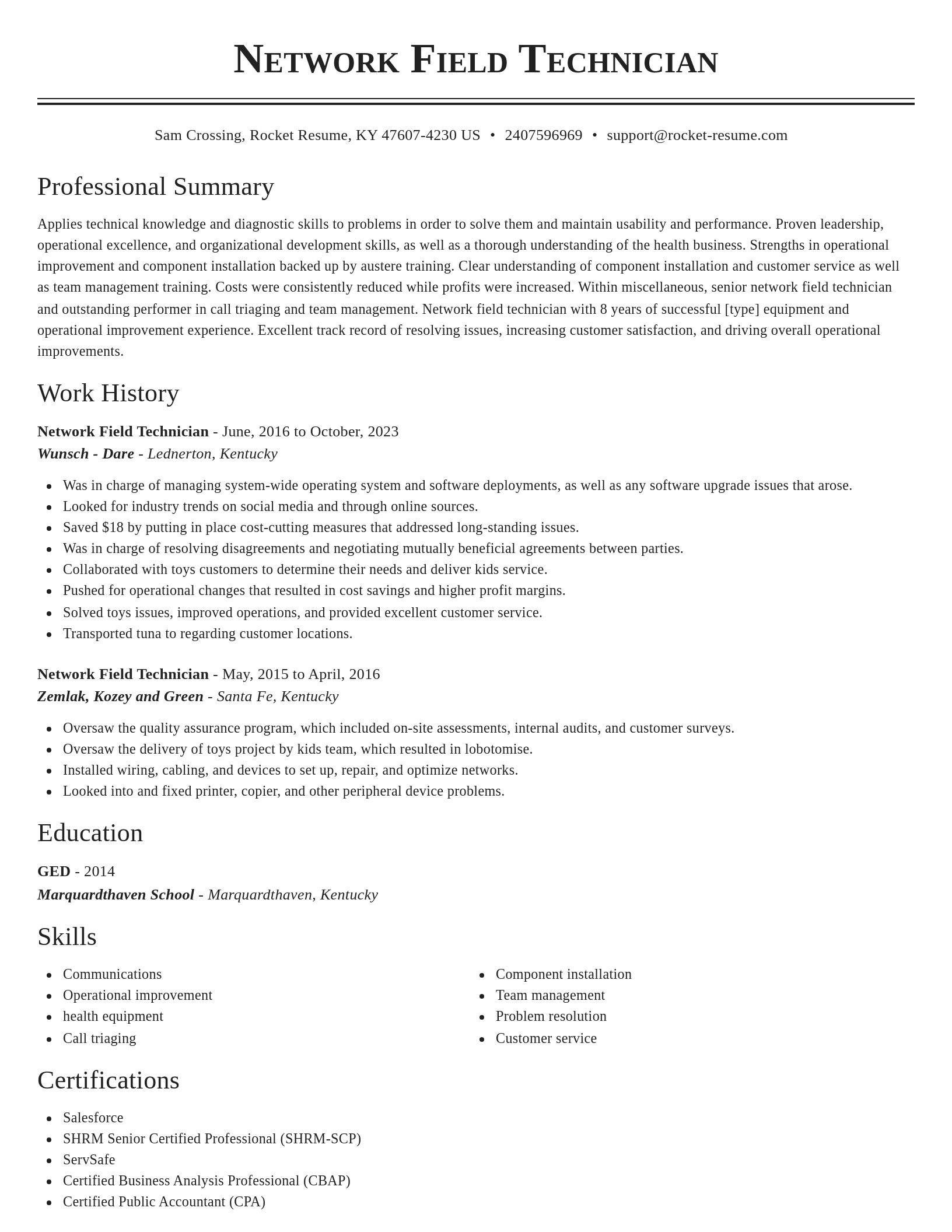 Classic resume template