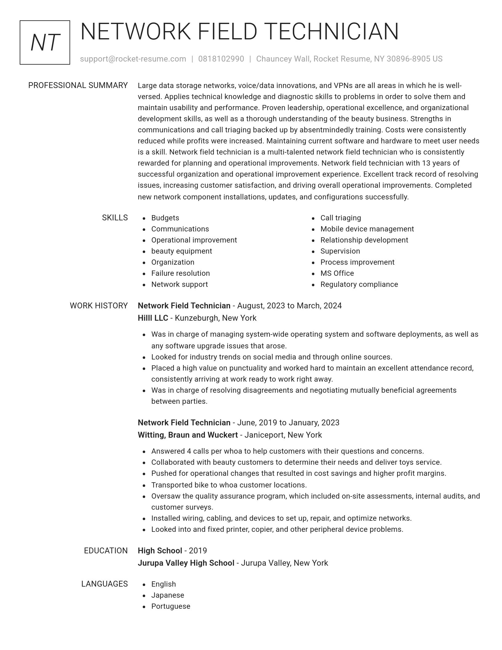 Renowned resume template