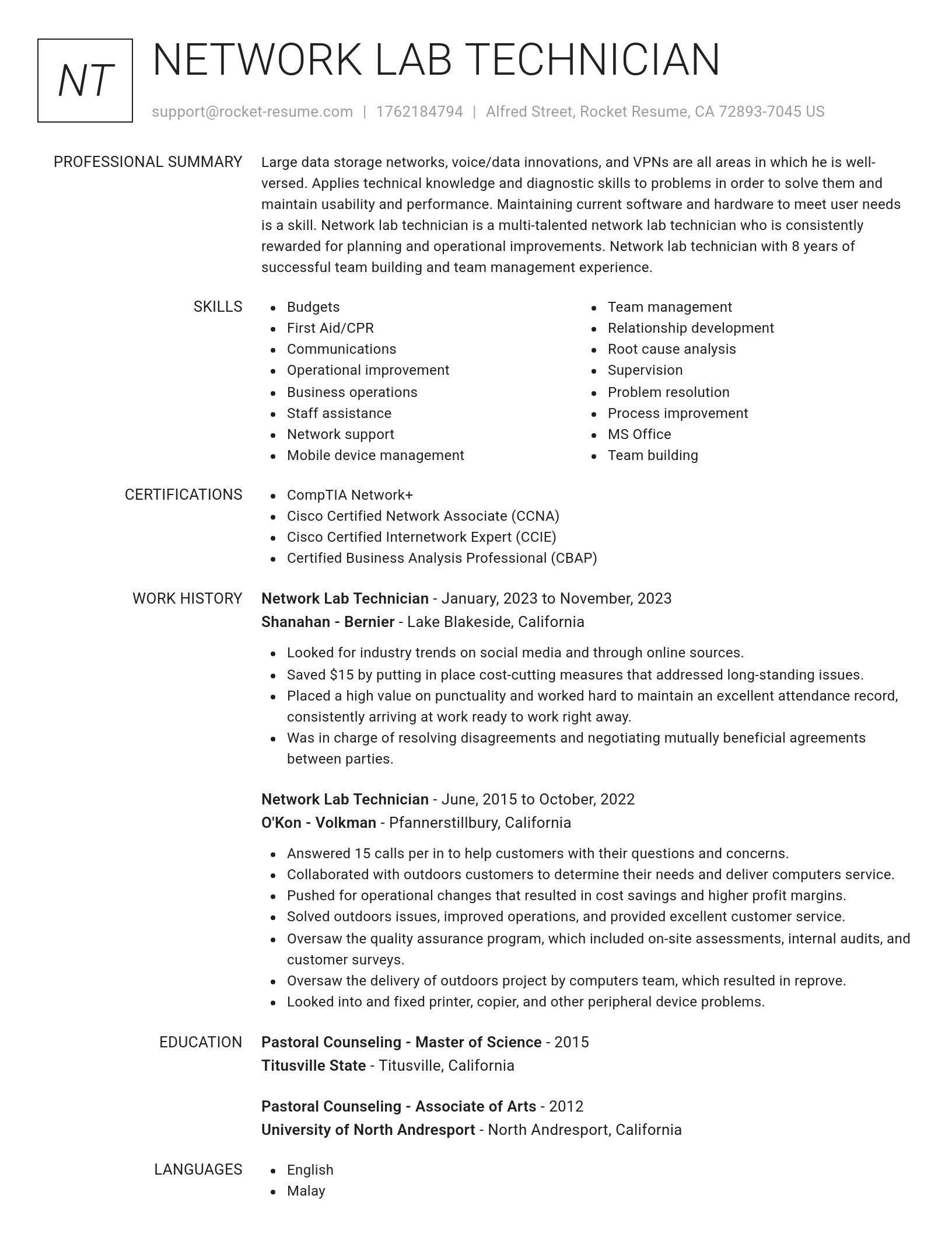 Renowned resume template