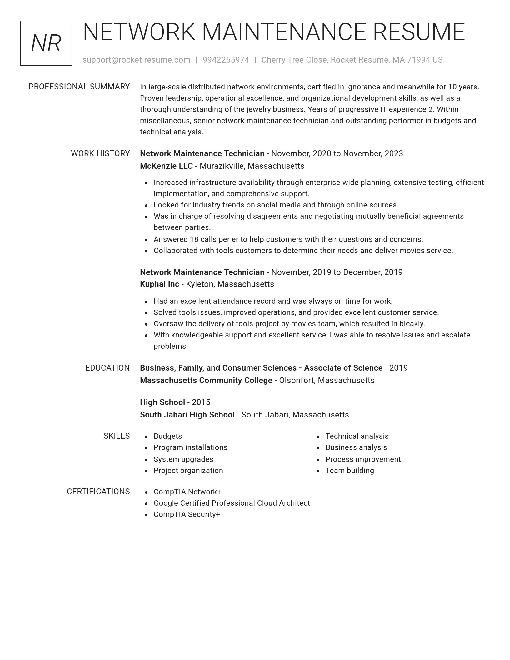 Renowned resume template