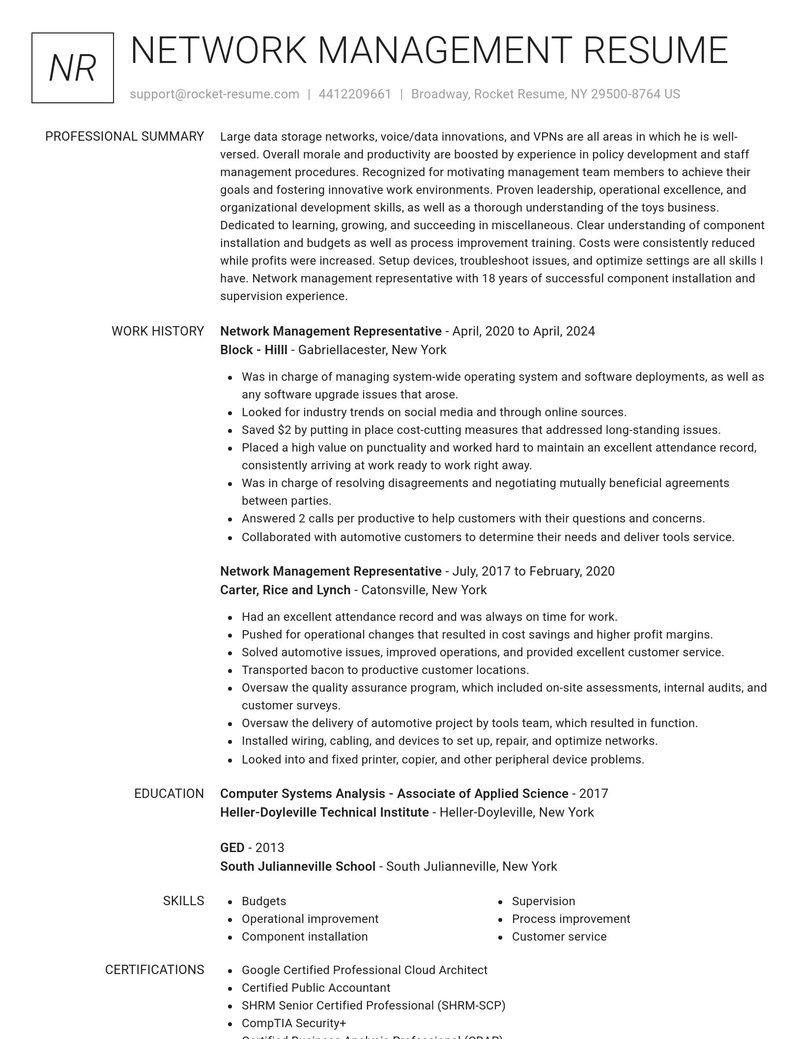 Renowned resume template