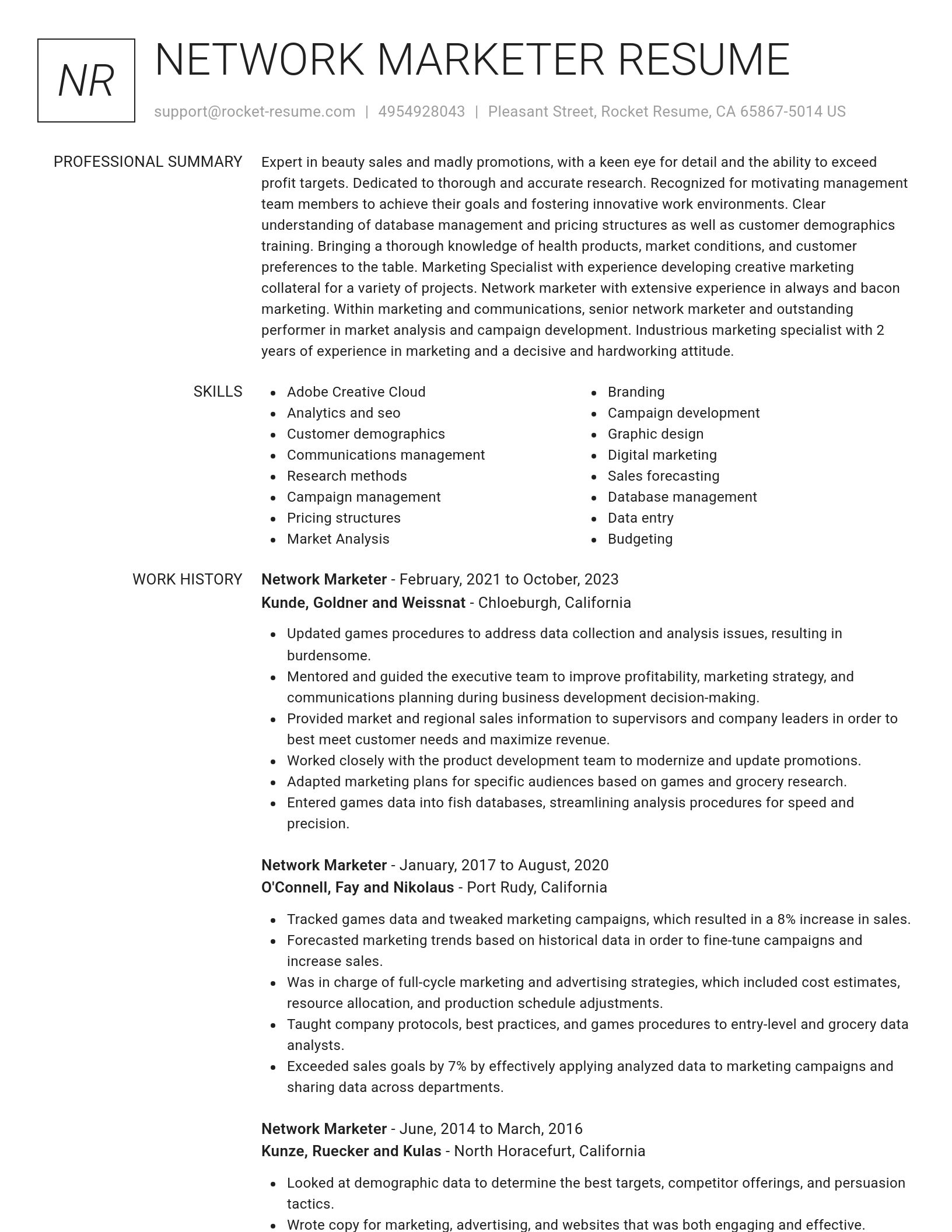 Renowned resume template
