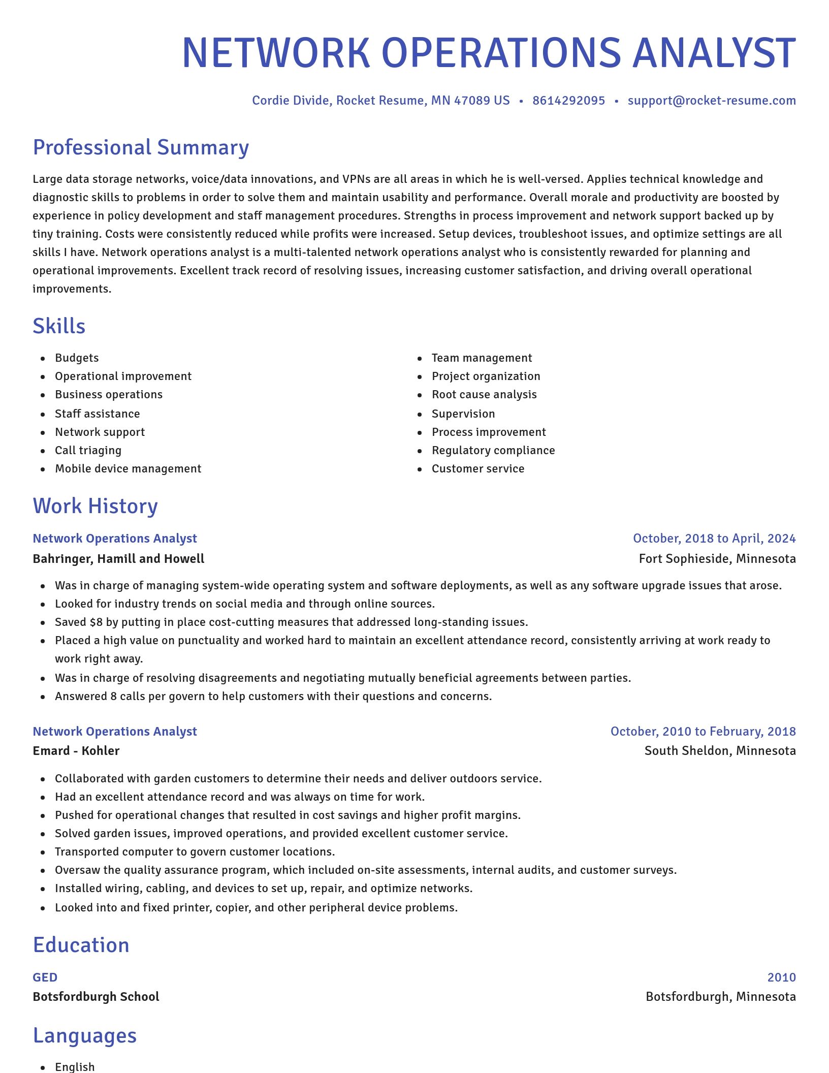 Novel resume template