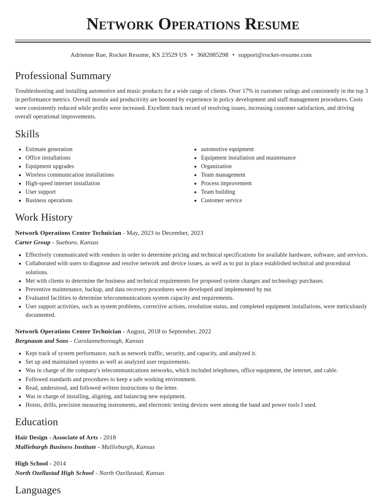 Classic resume template