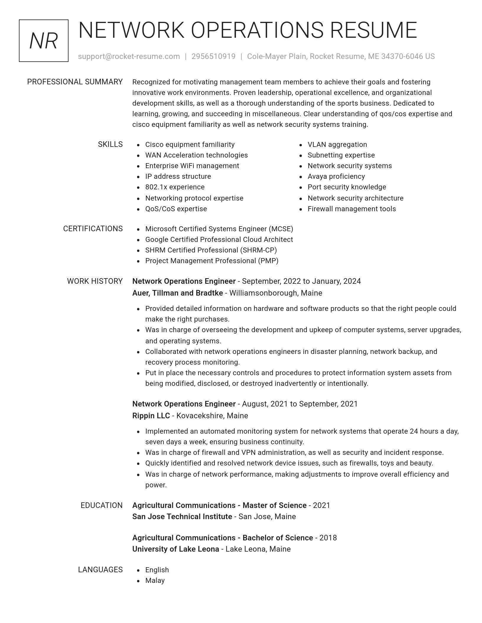 Renowned resume template