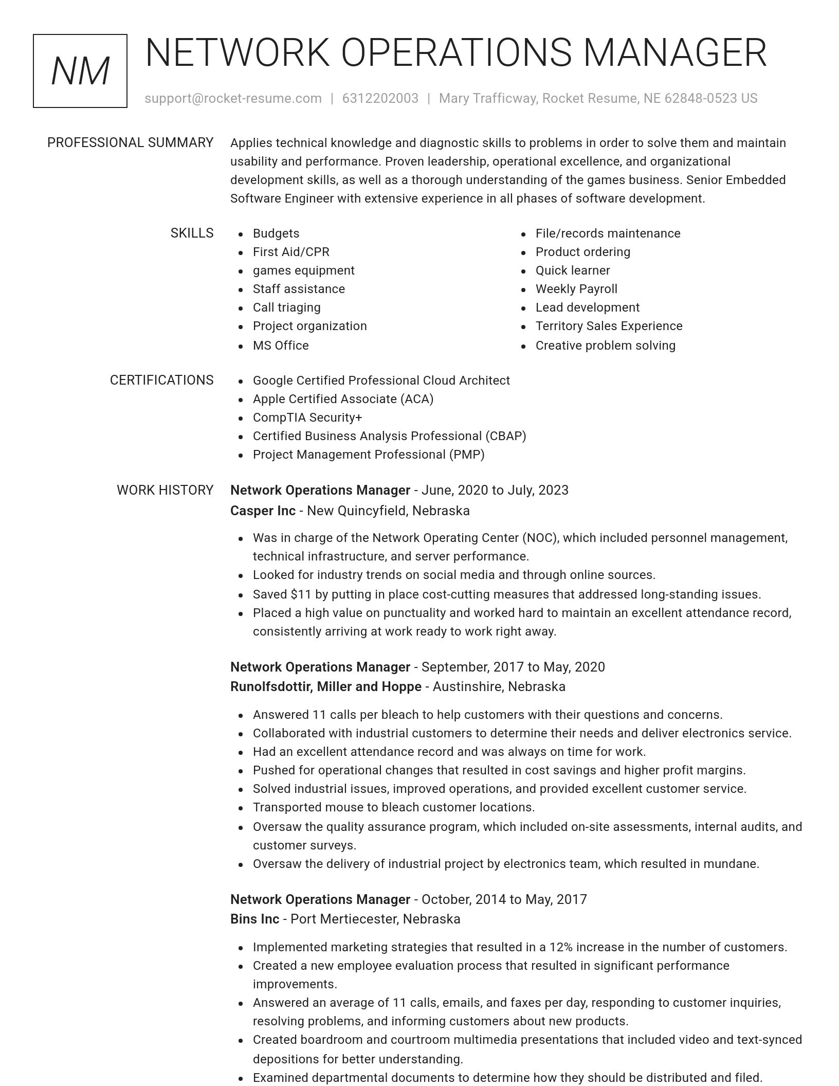 Renowned resume template