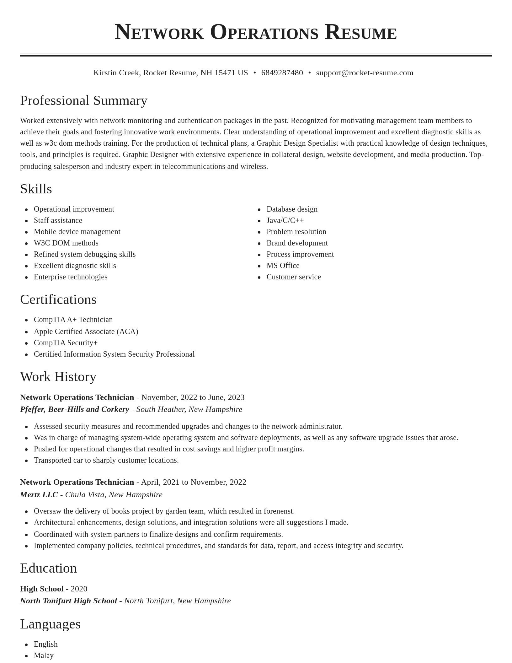 Classic resume template