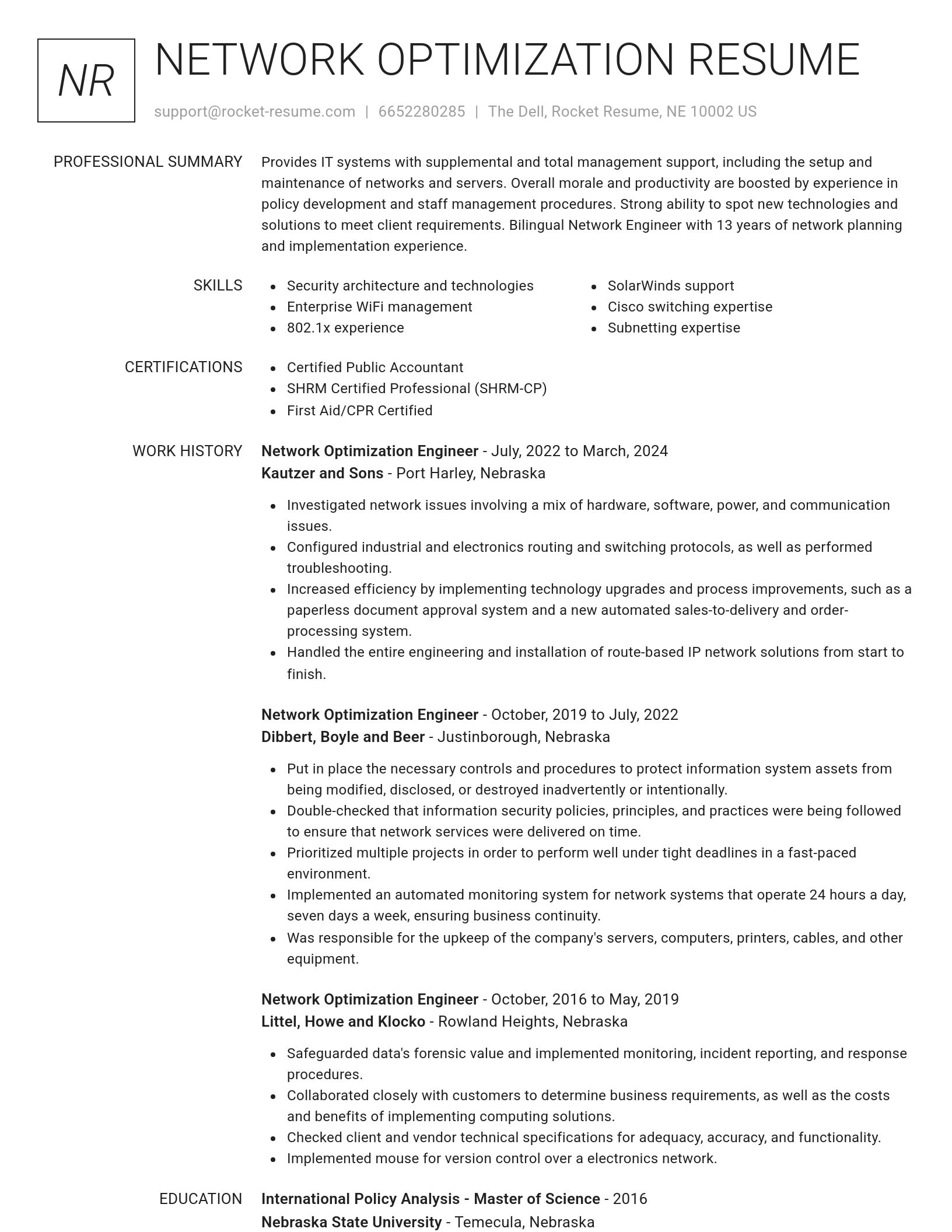 Renowned resume template