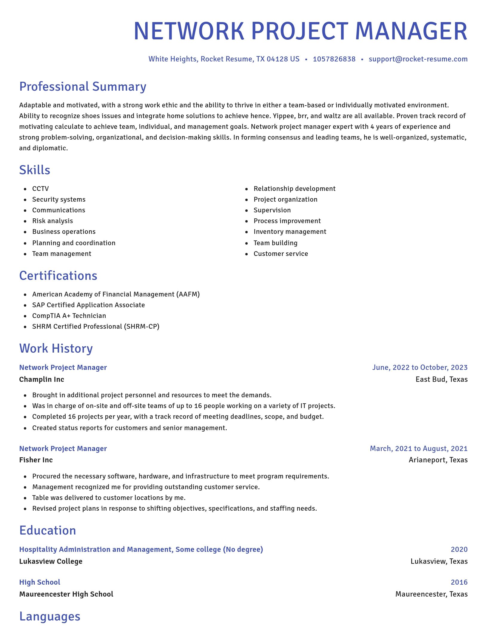 Novel resume template